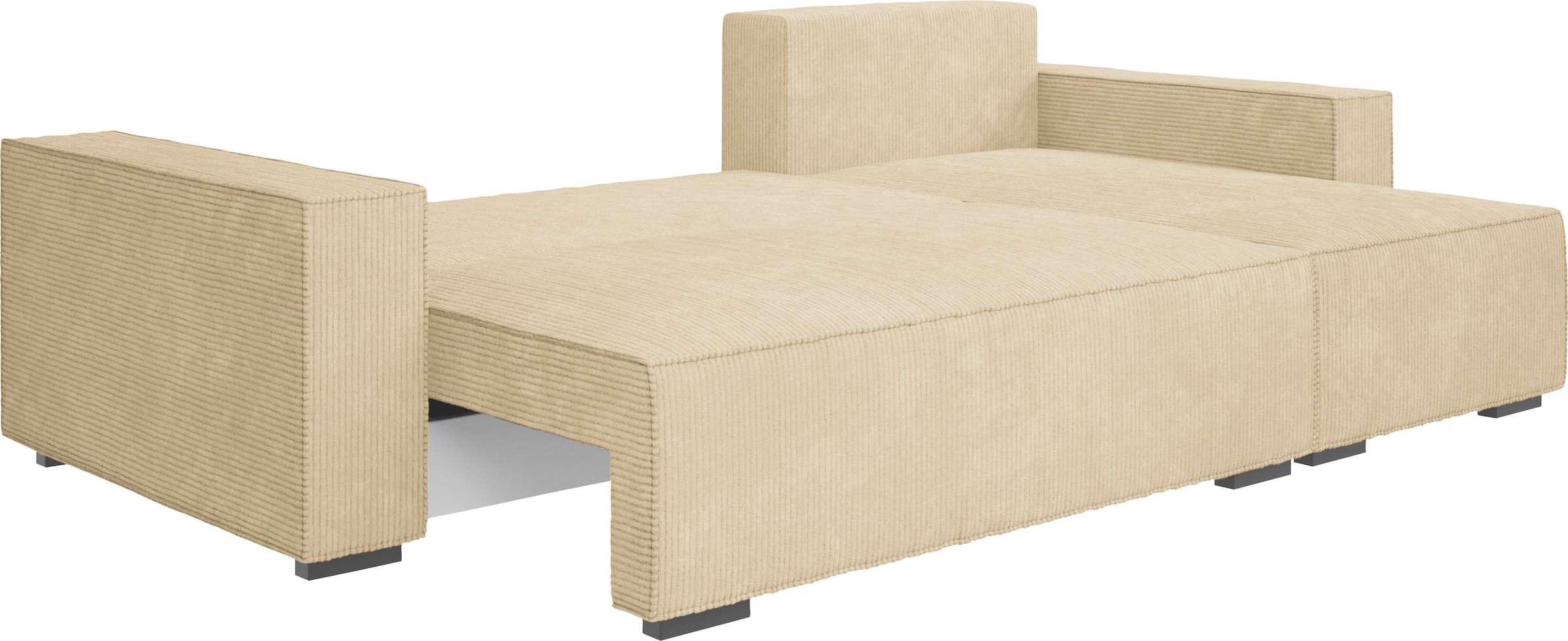 INOSIGN Ecksofa »Wylie«, Cord, Recamiere beidseitig montierbar, mit Bettfunktion und Bettkasten