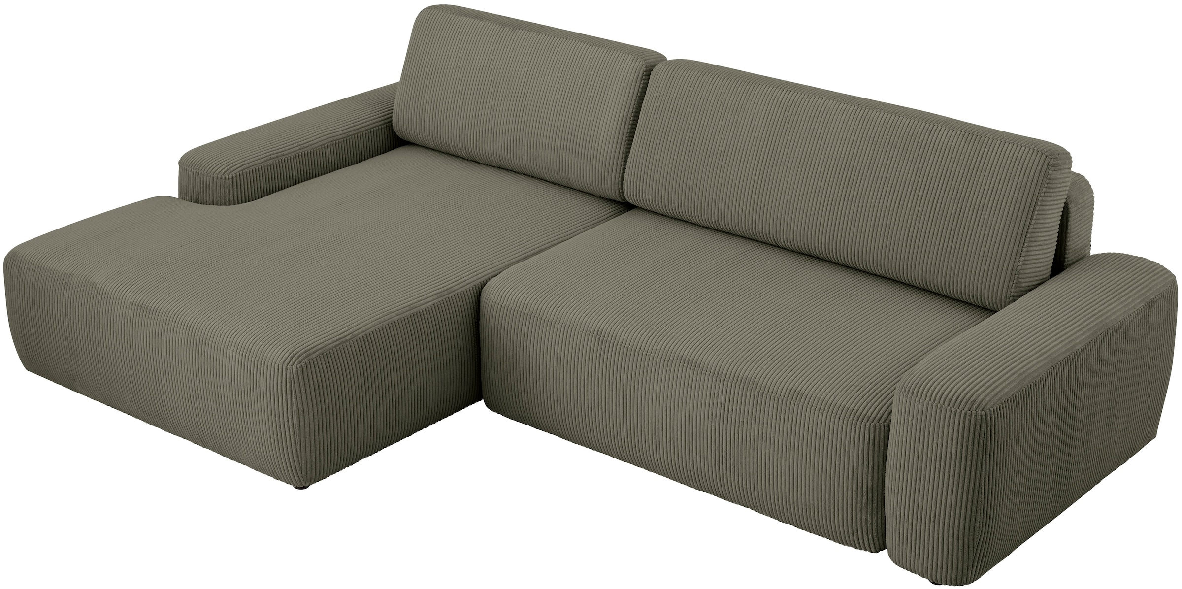 Home affaire Ecksofa »TORGE (264cm), Schlafsofa in Cord, Samtvelours o Struktur fein, L-Form« Schlaffunktion, Bettkasten, Liegefläche: 125/210 cm