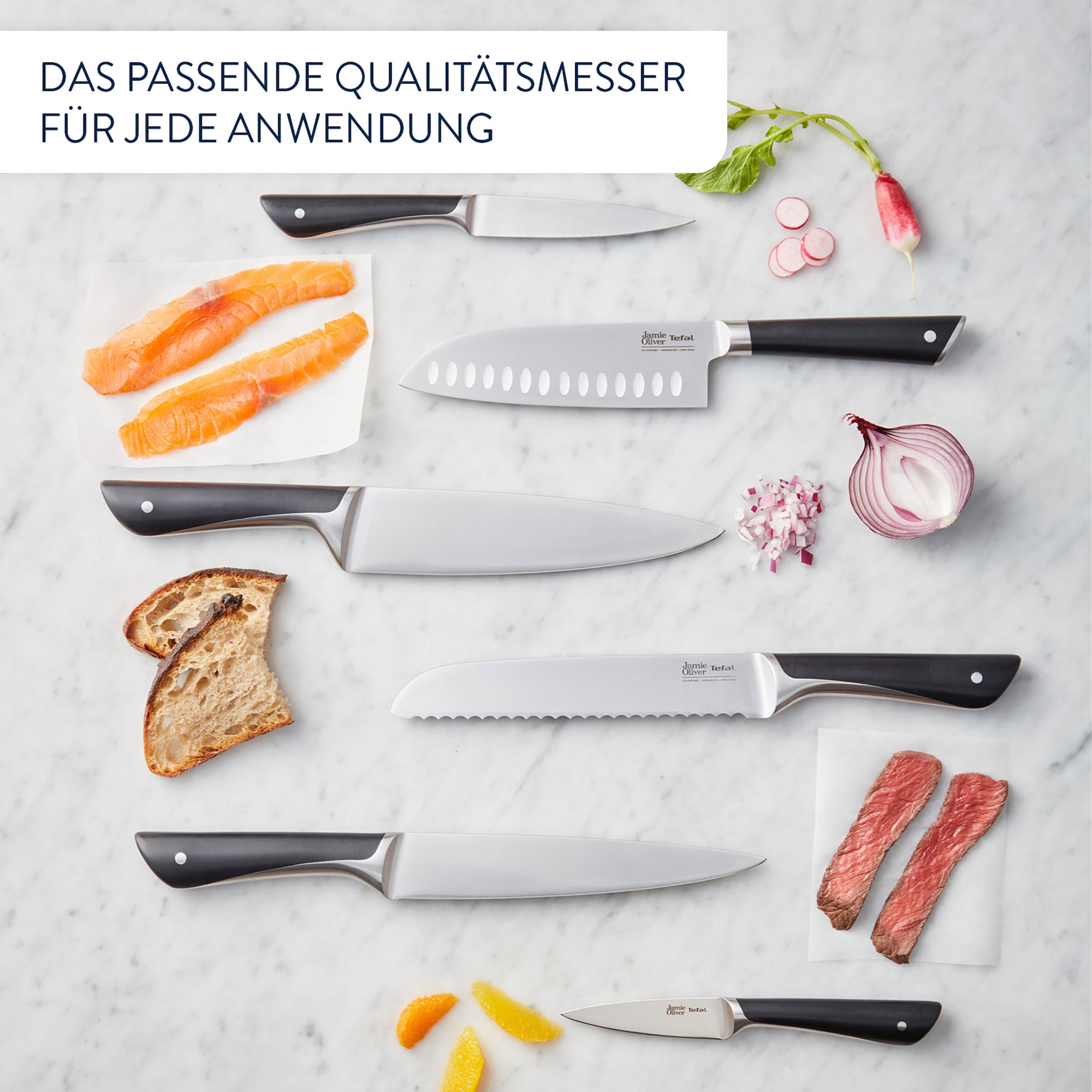 Tefal Messer-Set »K267S4 Jamie Oliver«, (Set, 4 tlg.), hohe Leistung, unverwechselbares Design, widerstandsfähig/langlebig