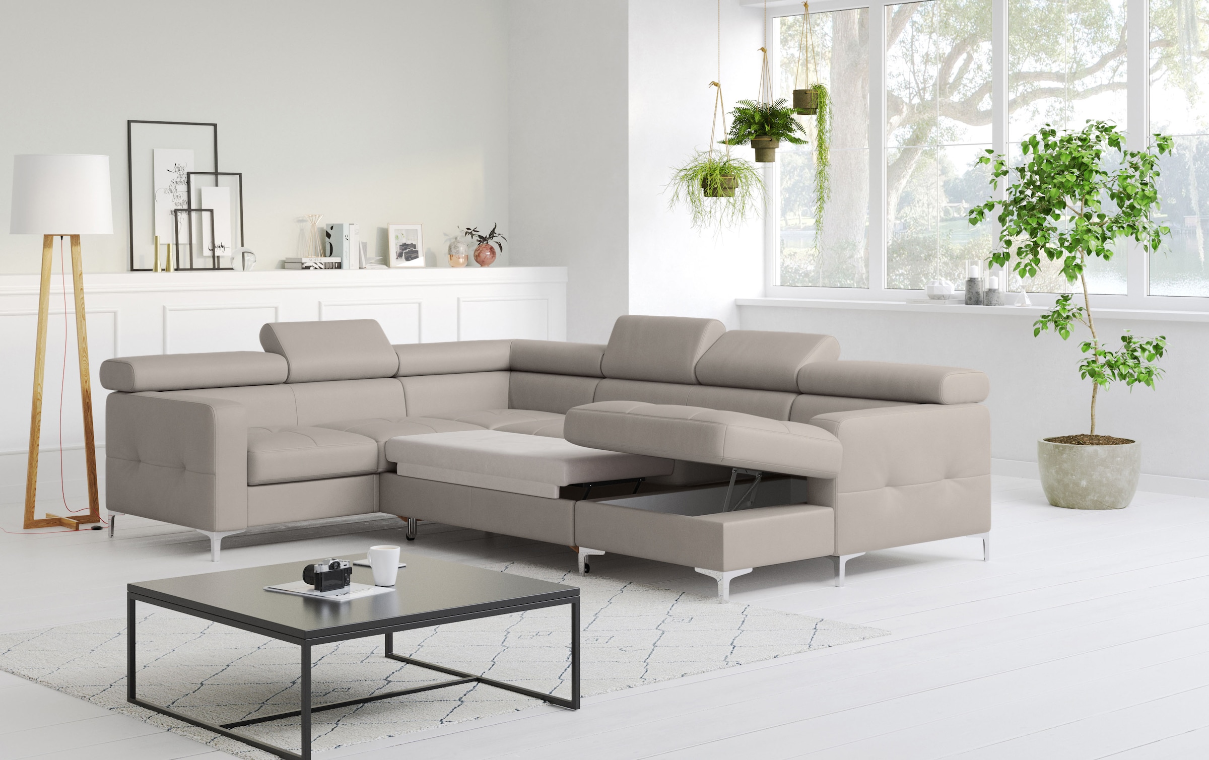 COTTA Wohnlandschaft »Sammy U-Form«, mit Kopfteilverstellung, optional mit Bettfunktion und Bettkasten