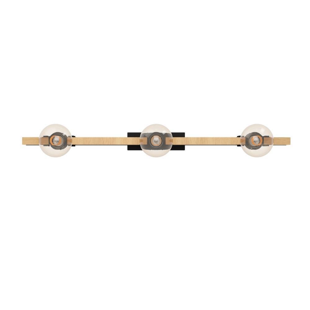 EGLO Deckenleuchte »BAILRIGG Deckenlampe, Stahl und Holz, E27, Flurlampe, Wohnzimmerlampe«, 3 flammig, Leuchtmittel E27 | ohne Leuchtmittel, Holz in Natur und Metall in Schwarz, Deckenspot mit E27 Fassung