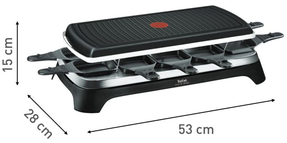 Tefal Raclette »Ambiance, inkl. Tischgrill-Funktion, abnehmbares Kabel« 10 Stk. Raclettepfännchen 1.350 W spülmaschinengeeignete Platte, RE4588