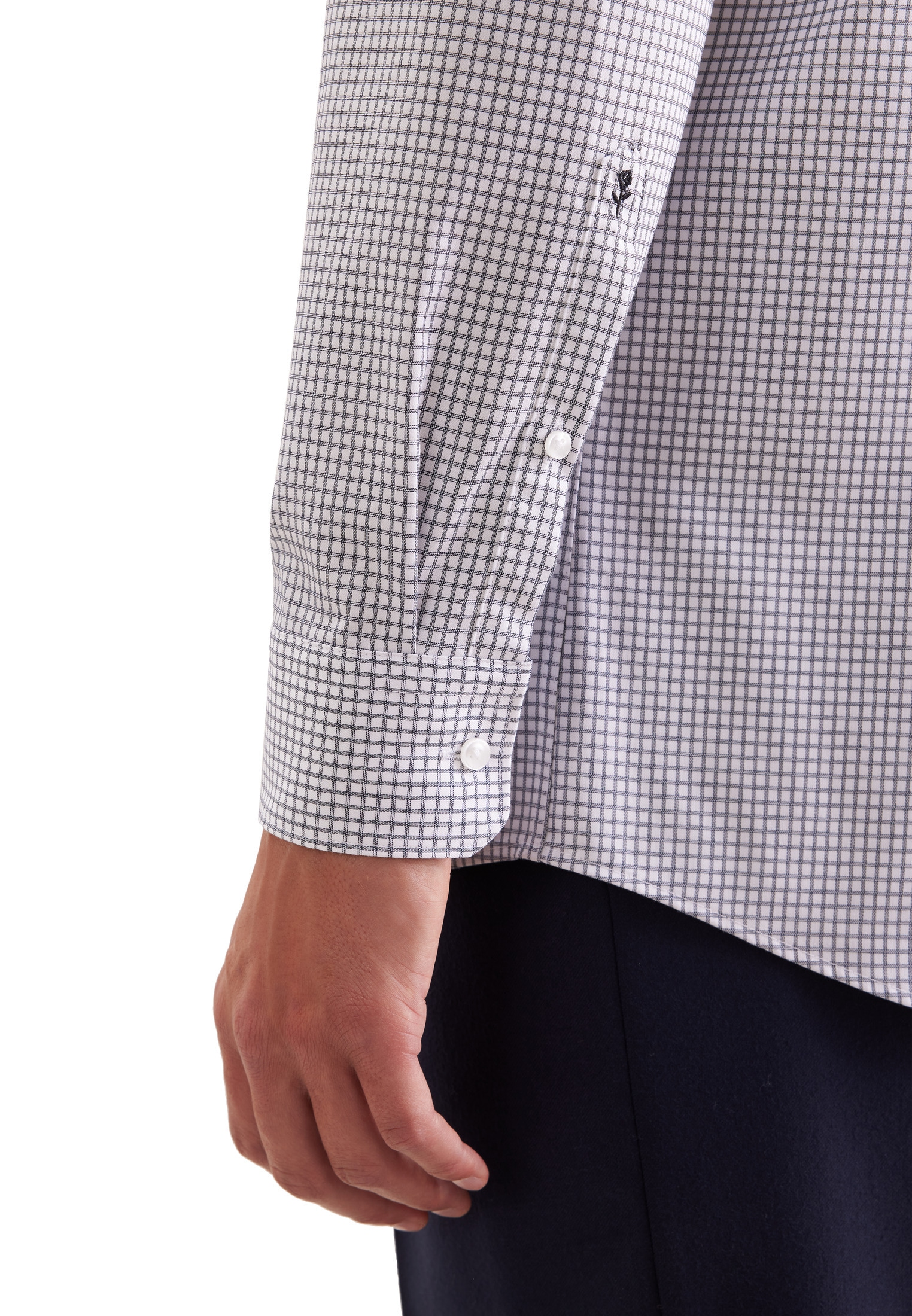 seidensticker Businesshemd »Schwarze Rose« Regular 1/1 Button-Down-Kragen Karo