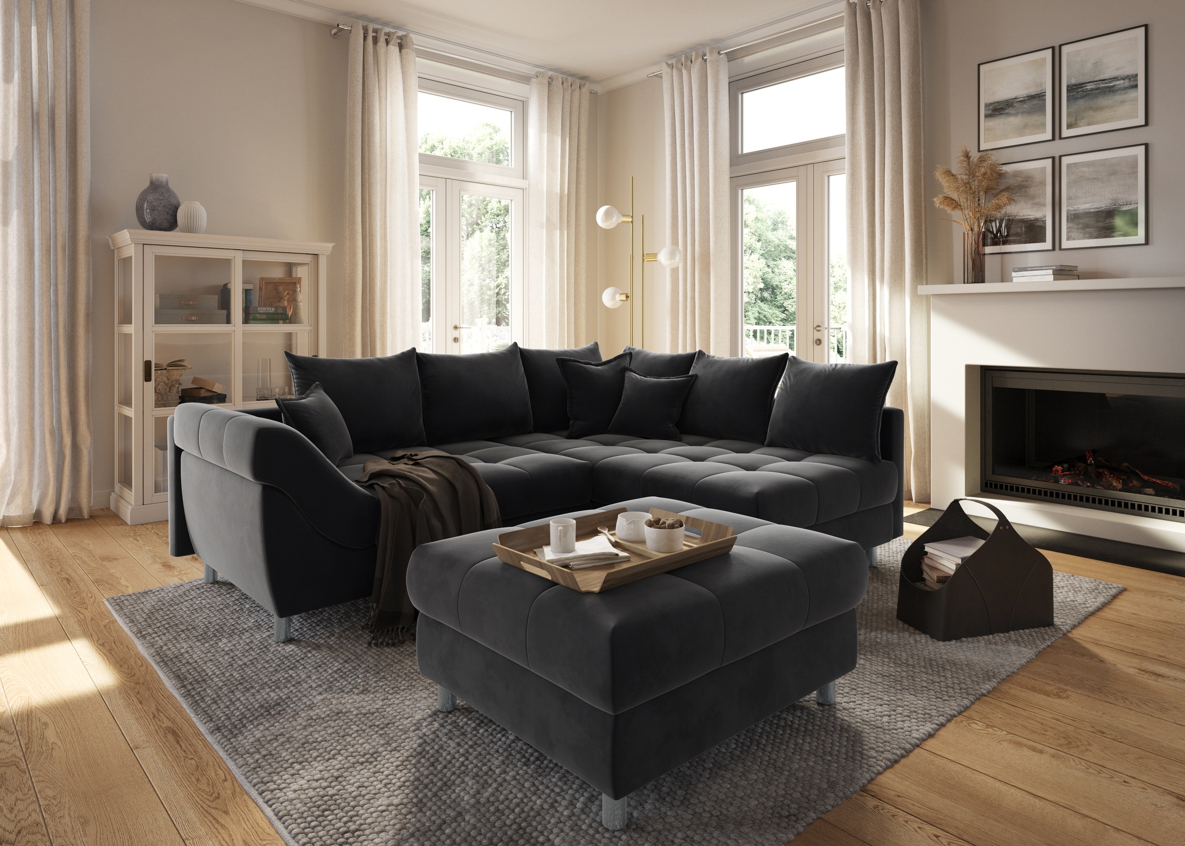 COLLECTION AB Ecksofa Joseli,  mit Zier- und Rückenkissen, komfortable Schanzen-Armlehne