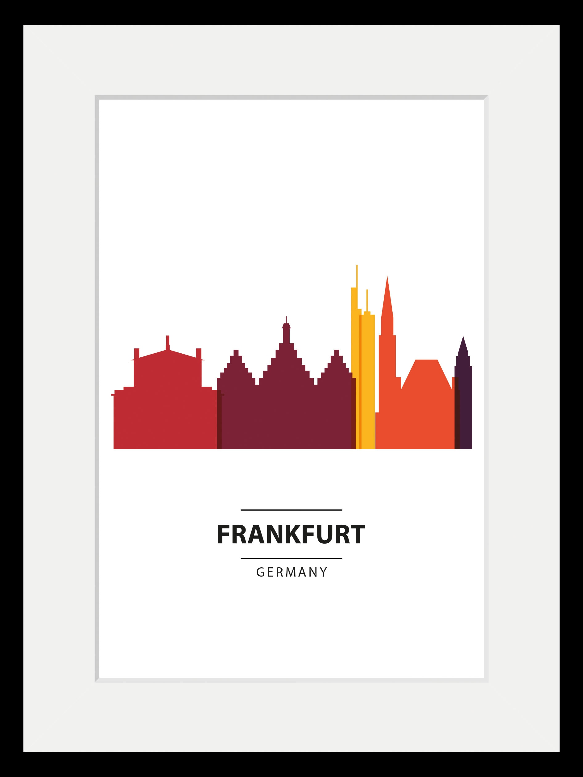 queence Bild »Frankfurt Color Splash«, Städte-Stadt-Deutschland-Gebäude-Frankfurt am Main, (1 St.), HD Premium Poster-Druck inkl. Holzrahmen