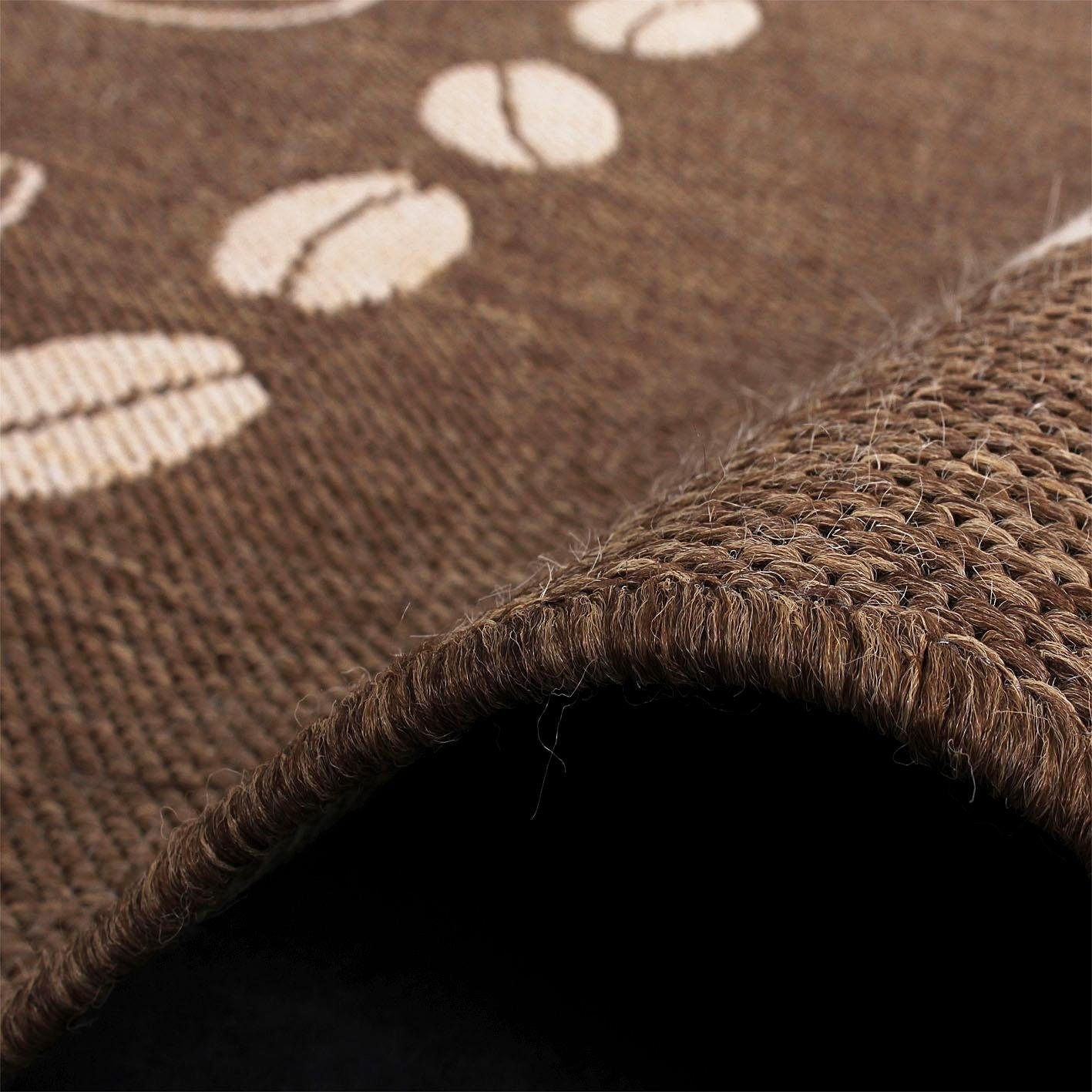 Paco Home Teppich »Country 668«, rechteckig, 5 mm Höhe, Sisal-Optik, Motiv Kaffee, In- und Outdoor geeignet, Wohnzimmer