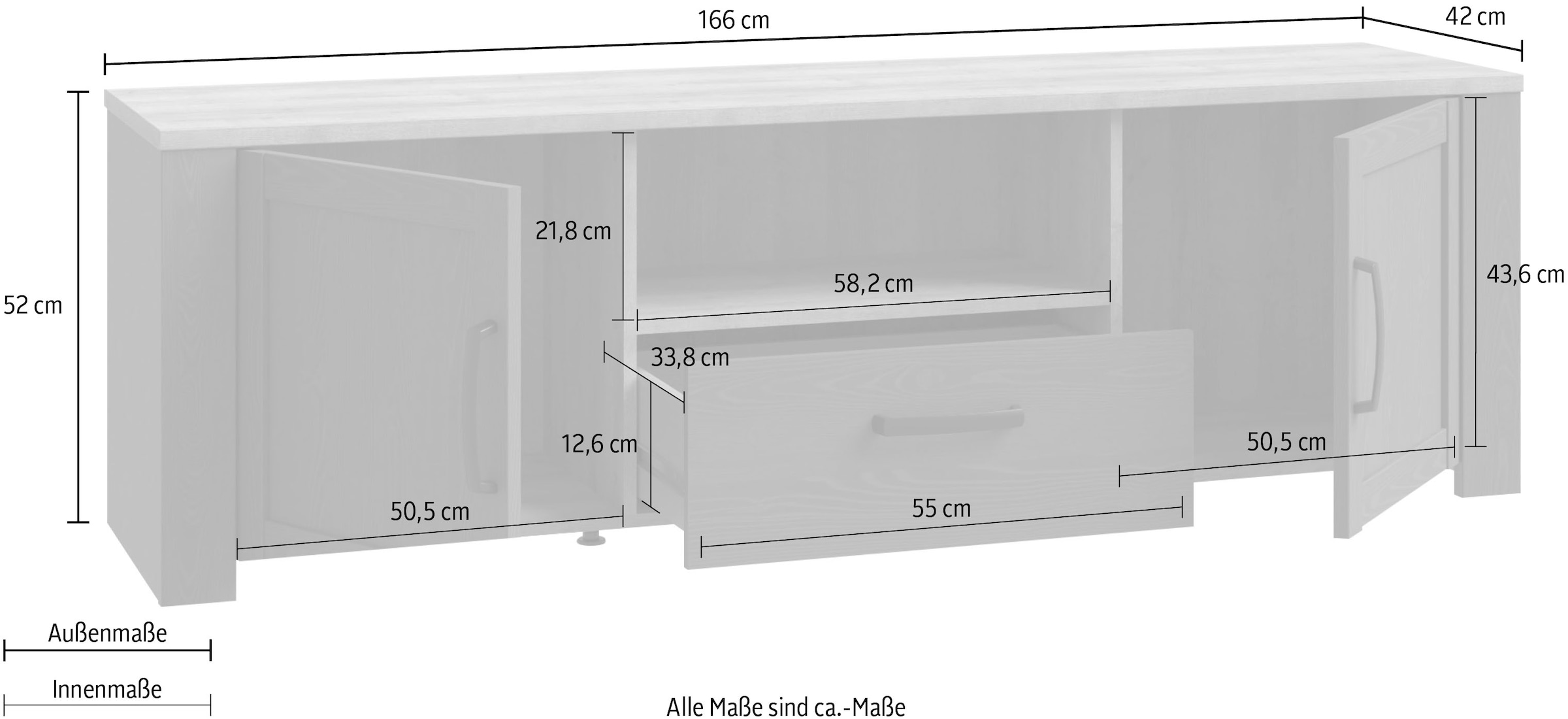 FORTE Lowboard »Bohol TV-Board, TV-Schrank«, Breite 166 cm