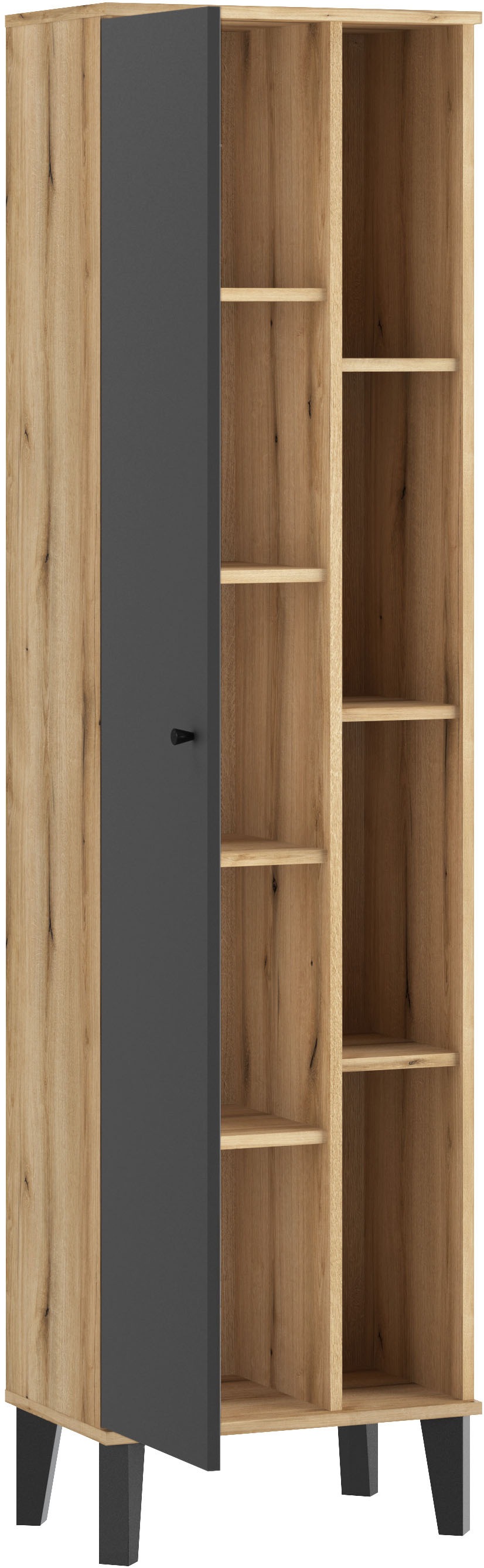 INOSIGN Stauraumschrank »Oslo, Badschrank mit Knopfgriff, Hochschrank im skandinavischen Design«, in der Türfarbe Weiß oder Grau verfügbar, ausreichend Stauraum