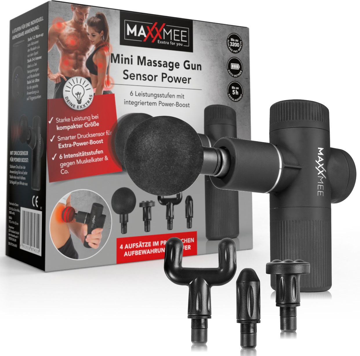 Maxxmee Massagepistole Mini Massage Gun Pro 7 Tlg Mit 3 Jahren Xxl Garantie Universalat