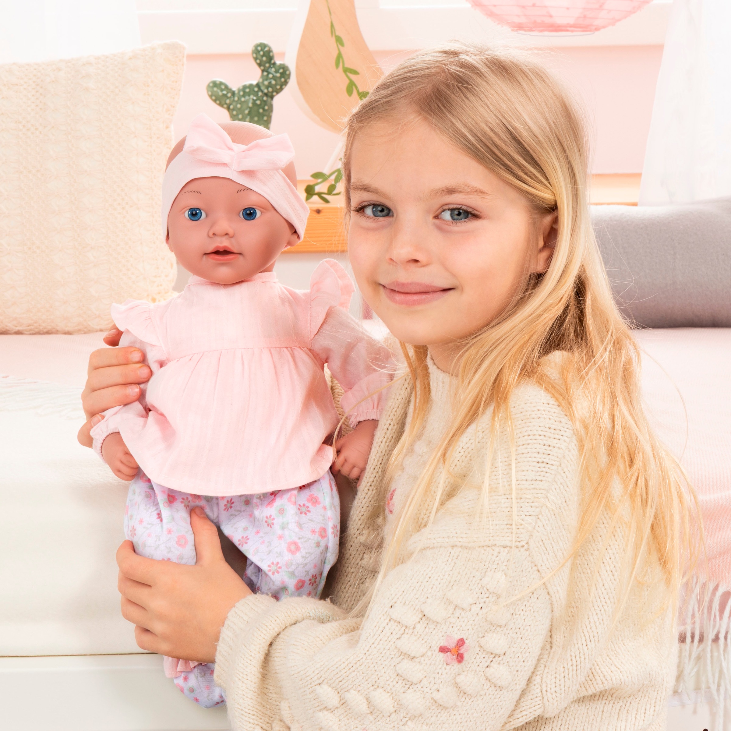 Bayer Babypuppe »Reborn Baby, 38 cm Blumen rosa«
