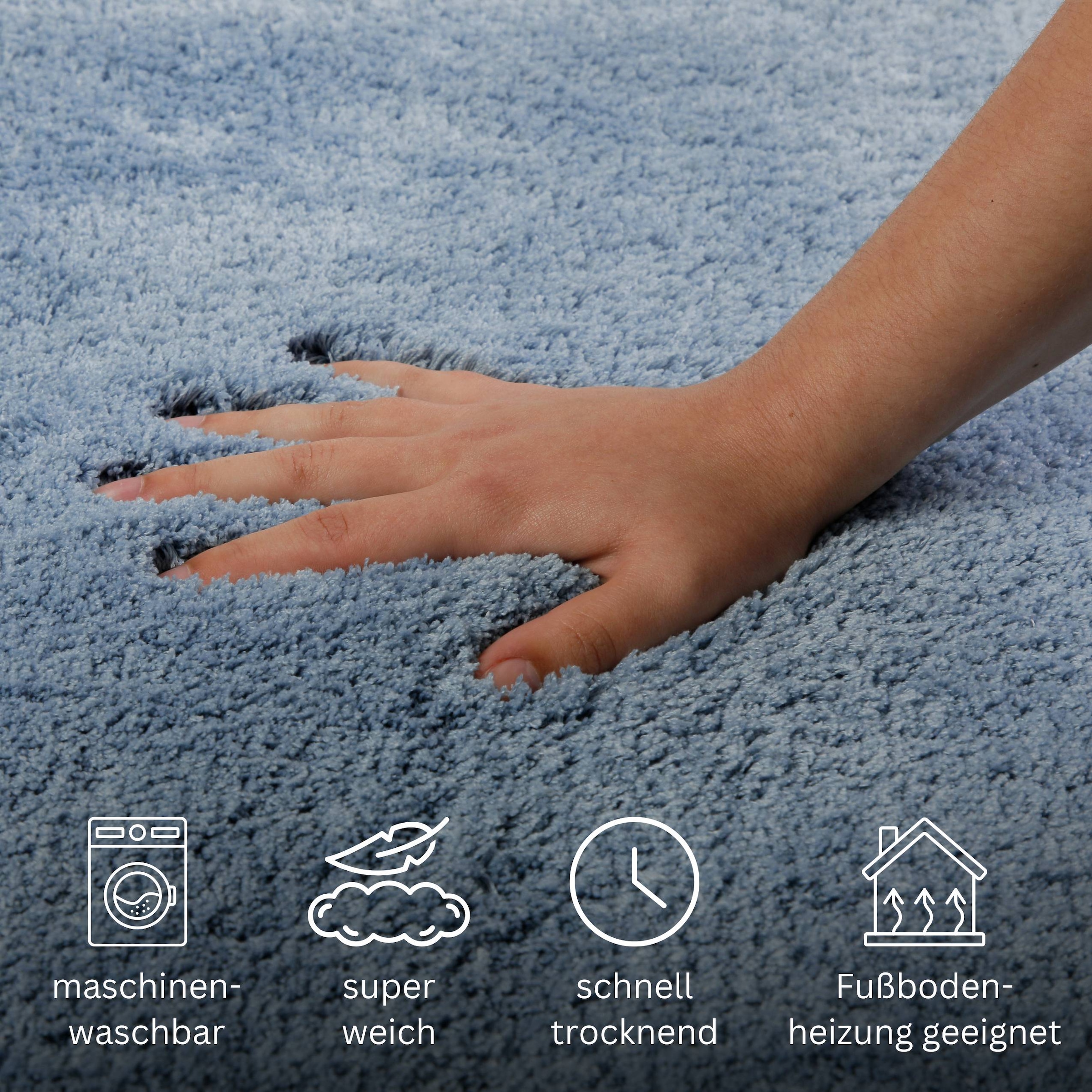 OTTO home Badematte »Kaarin« Höhe 30 mm rutschhemmend beschichtet schnell trocknend Badteppich, getuftet, flauschig, hochflor, große Farbauswahl