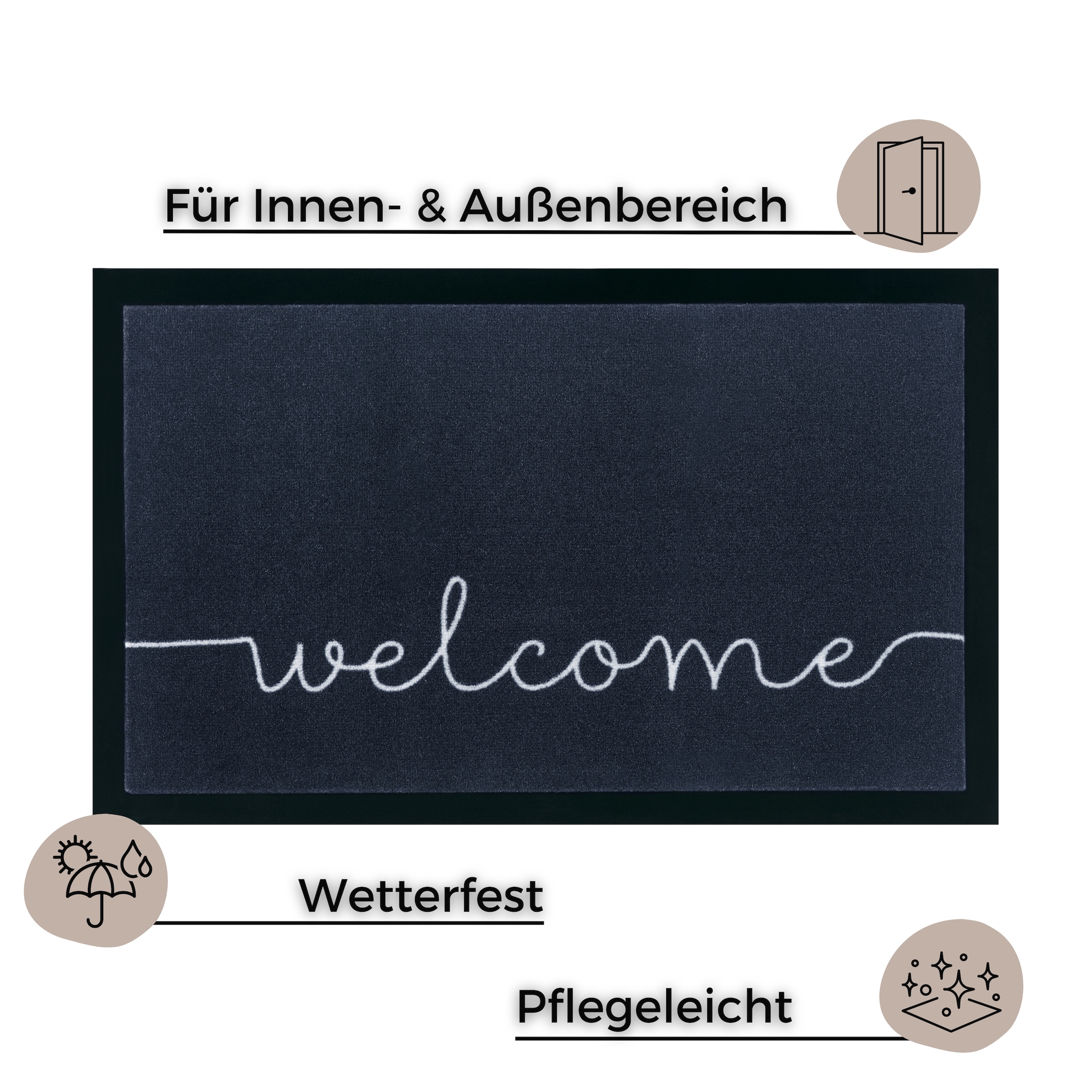HANSE Home Fußmatte »Cozy Welcome, Türmatte«, rechteckig, 5 mm Höhe, Waschbar, Schmutzfangmatte, Outdoor, Innen, Rutschfest, Wetterfest