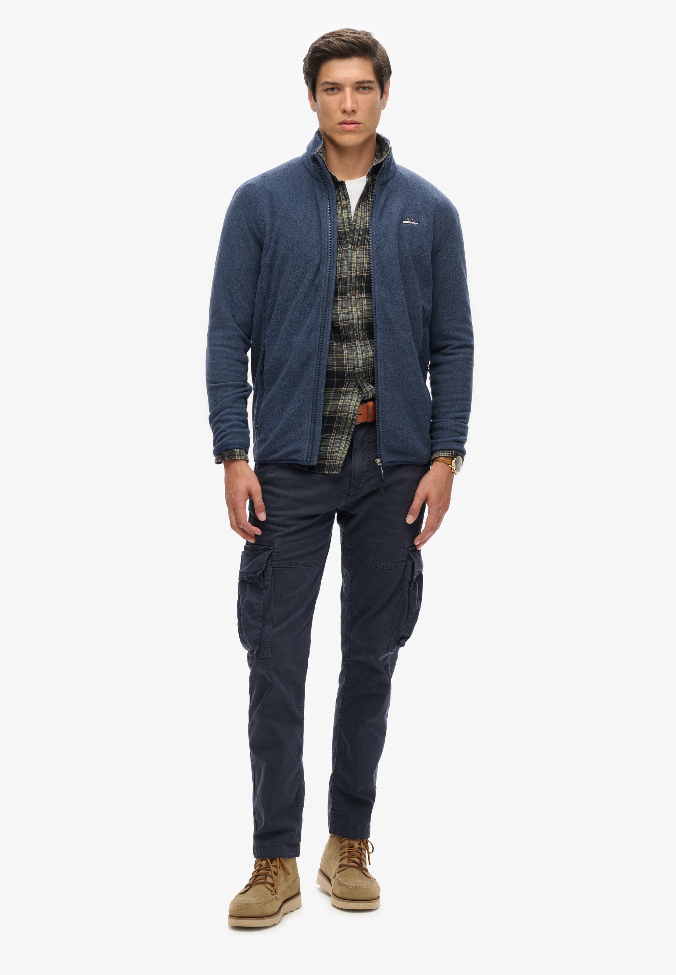 Superdry Fleecejacke »POLAR FLEECE FULL ZIP« mit Kapuze mit Markenlabel, aus Polyester und Kunstfaser, Relaxed Fit, hüftlang
