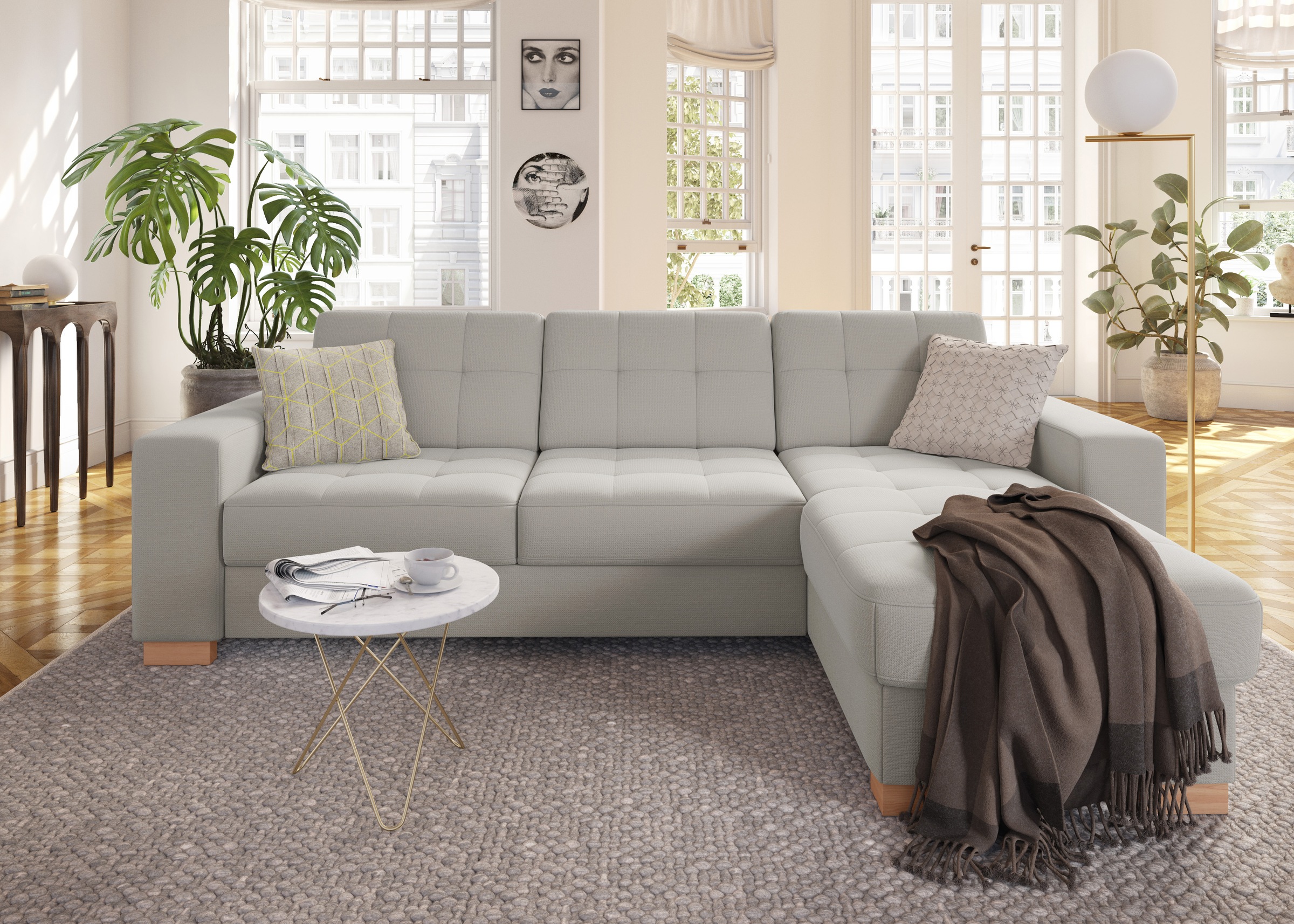 sit&more Ecksofa »Quincy L-Form«, wahlweise mit Bettfunktion und Bettkasten