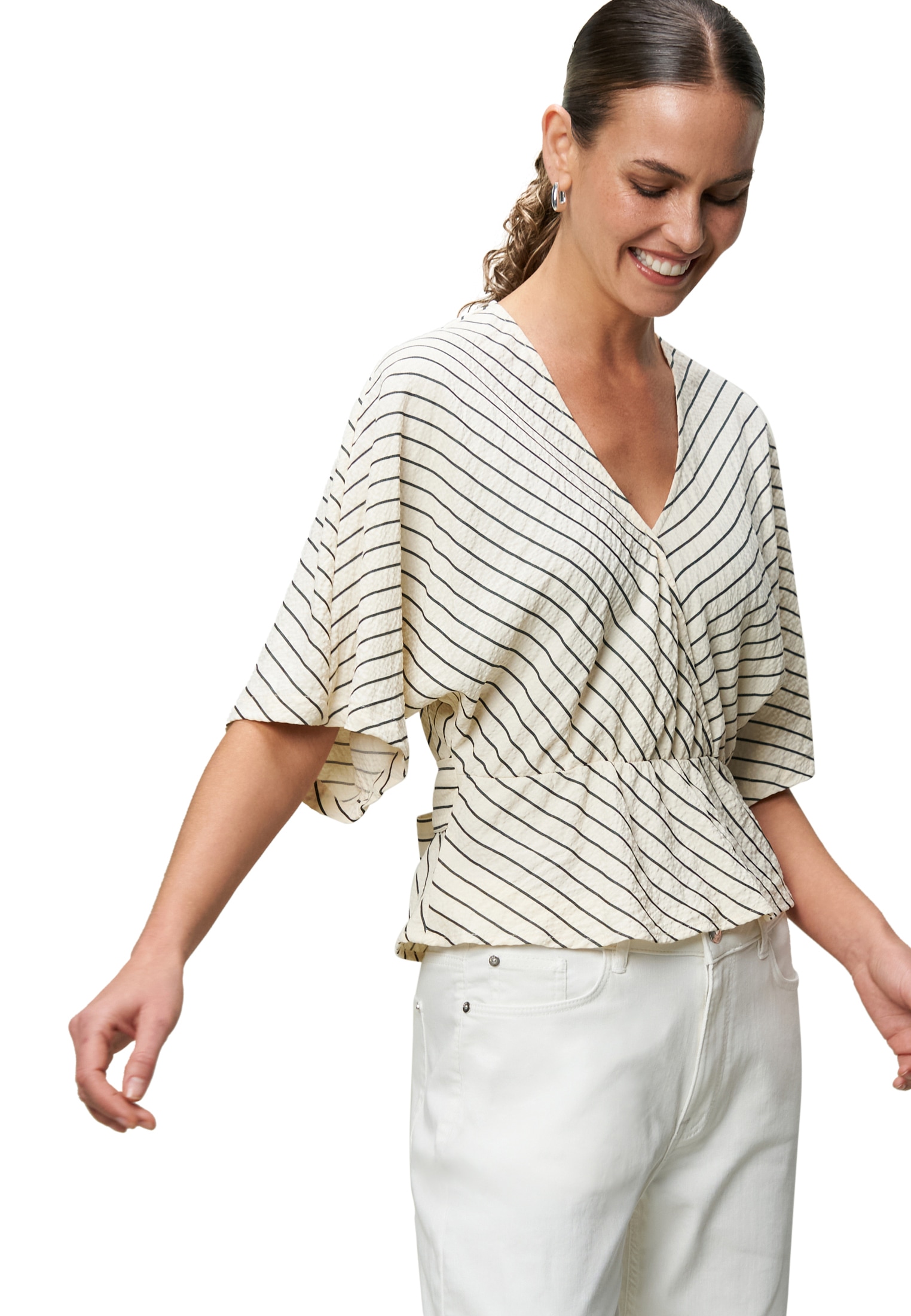 Zero Klassische Bluse »Bluse gestreift mit Fledermausärmeln«
