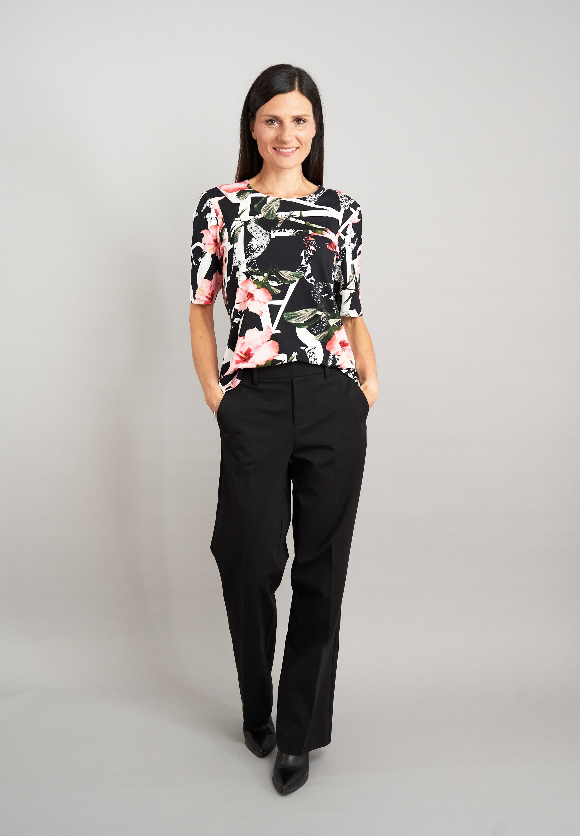 Seidel Moden T-Shirt, Sommershirt mit floralem Muster - MADE IN GERMANY