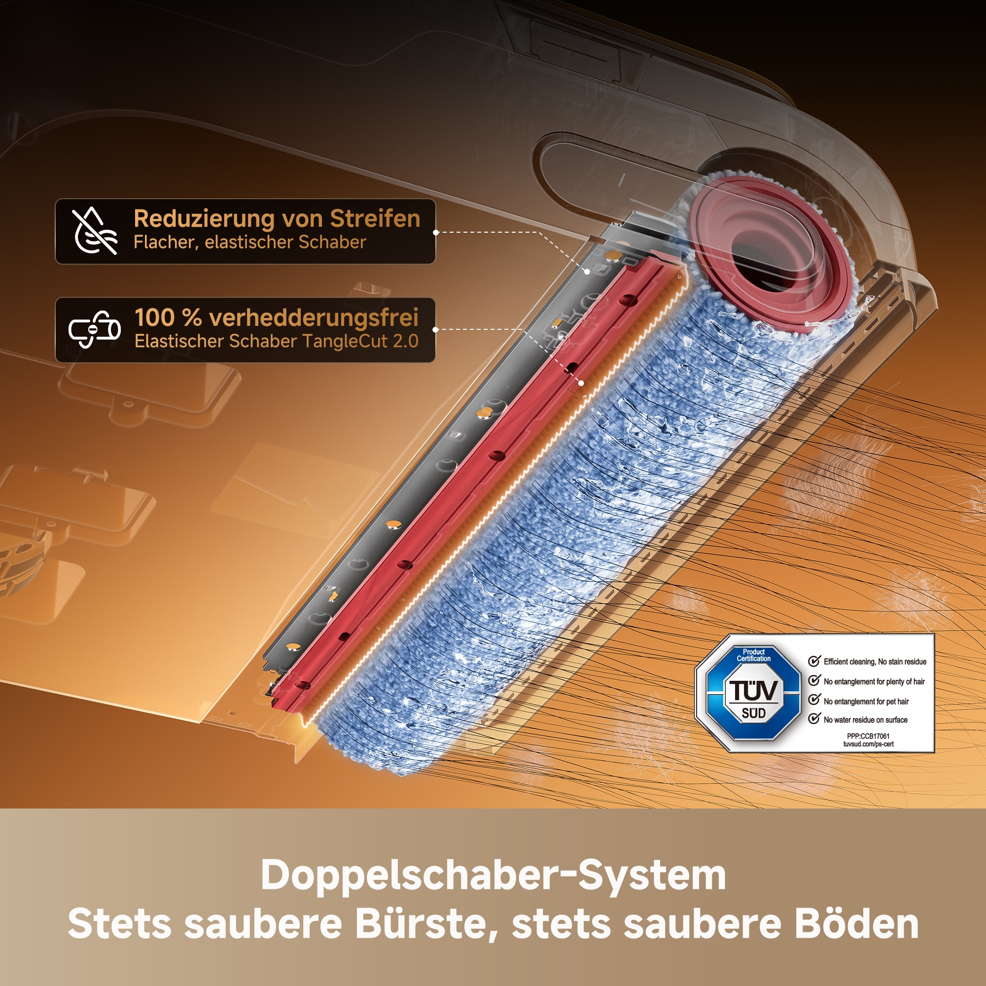 Dreame Nass-Trocken-Akkusauger »T16 Pro Heat« Heißwasser-Wischen, Ecken- und Kantenreinigung, Anti-Verhedderung