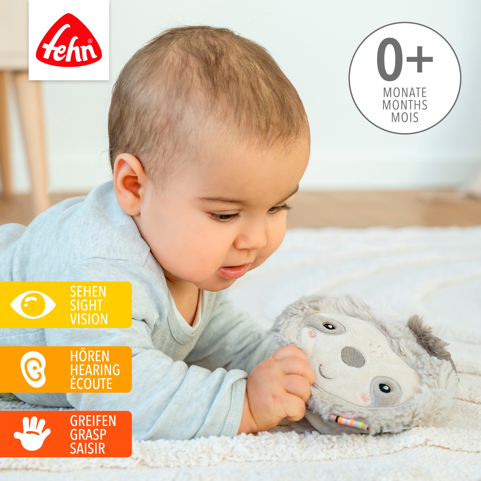 Fehn Greifspielzeug »Lazy, Crazy & Pink, Stoffbuch Faultier«