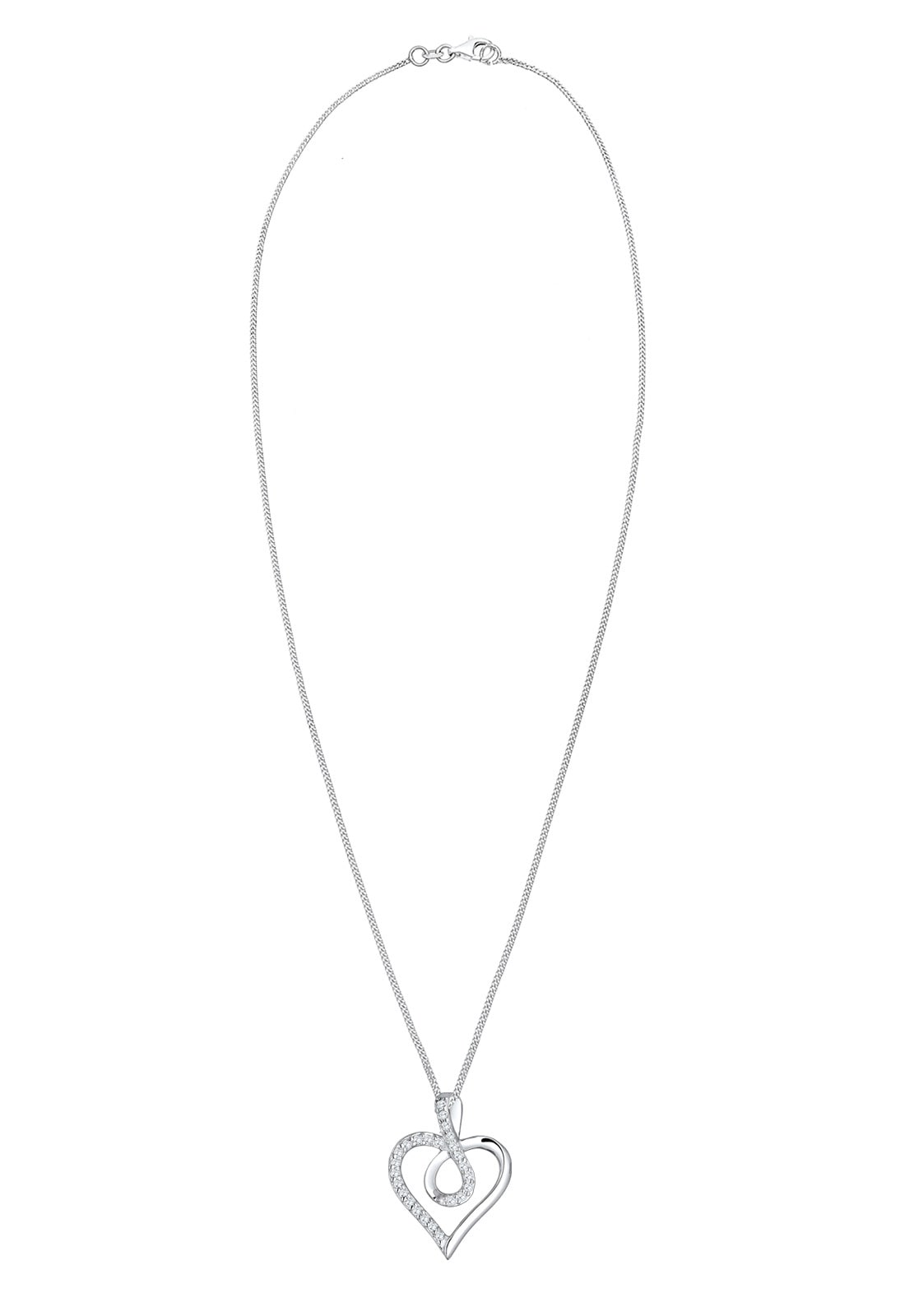 Elli Silberkette »Halskette Herz Zirkonia Weiß 925 Sterling Silber«
