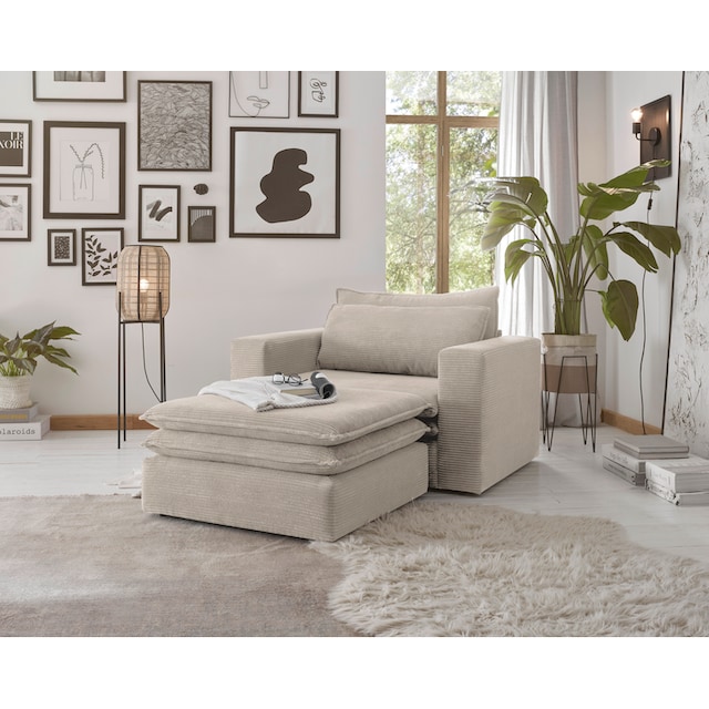 Places of Style Sitzgruppe »PIAGGE«, (2 tlg.), Hochwertiger Cord, Loveseat  und Loveseat-Hocker im Set auf Raten bestellen