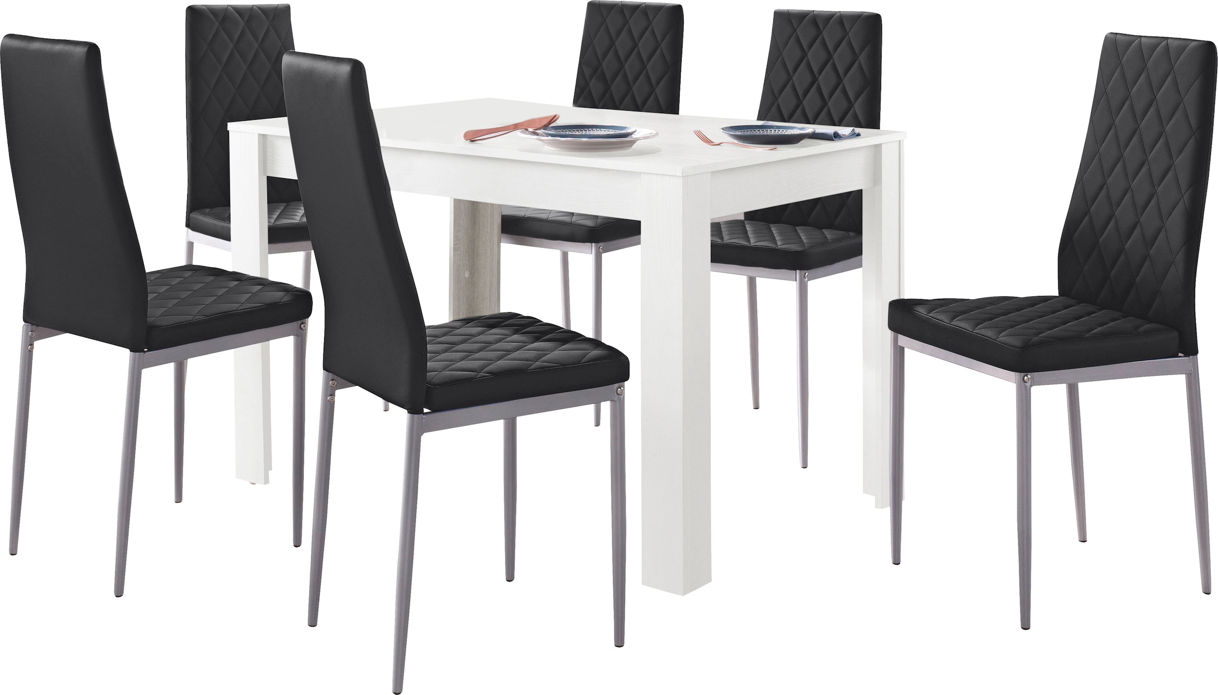 Home affaire Essgruppe »Bergamo«, (Set, 7 tlg.), 7-teilige Tischgruppe mit modernem  Esszimmerstuhl und Esstisch online kaufen | UNIVERSAL