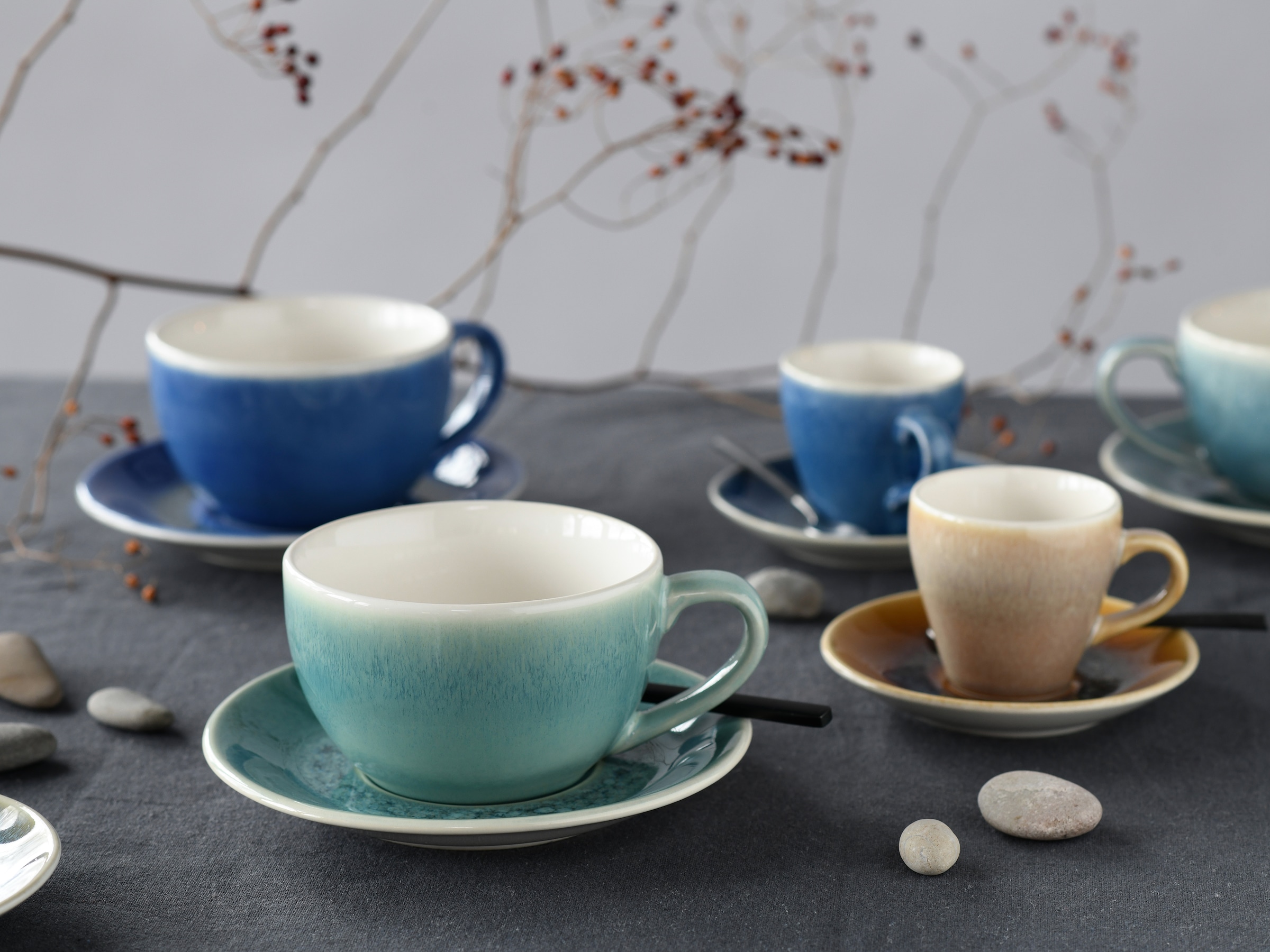 CreaTable Tasse »Caldera Mix, Bistrotassen-Set, 16-tlg.« Reaktivglasur