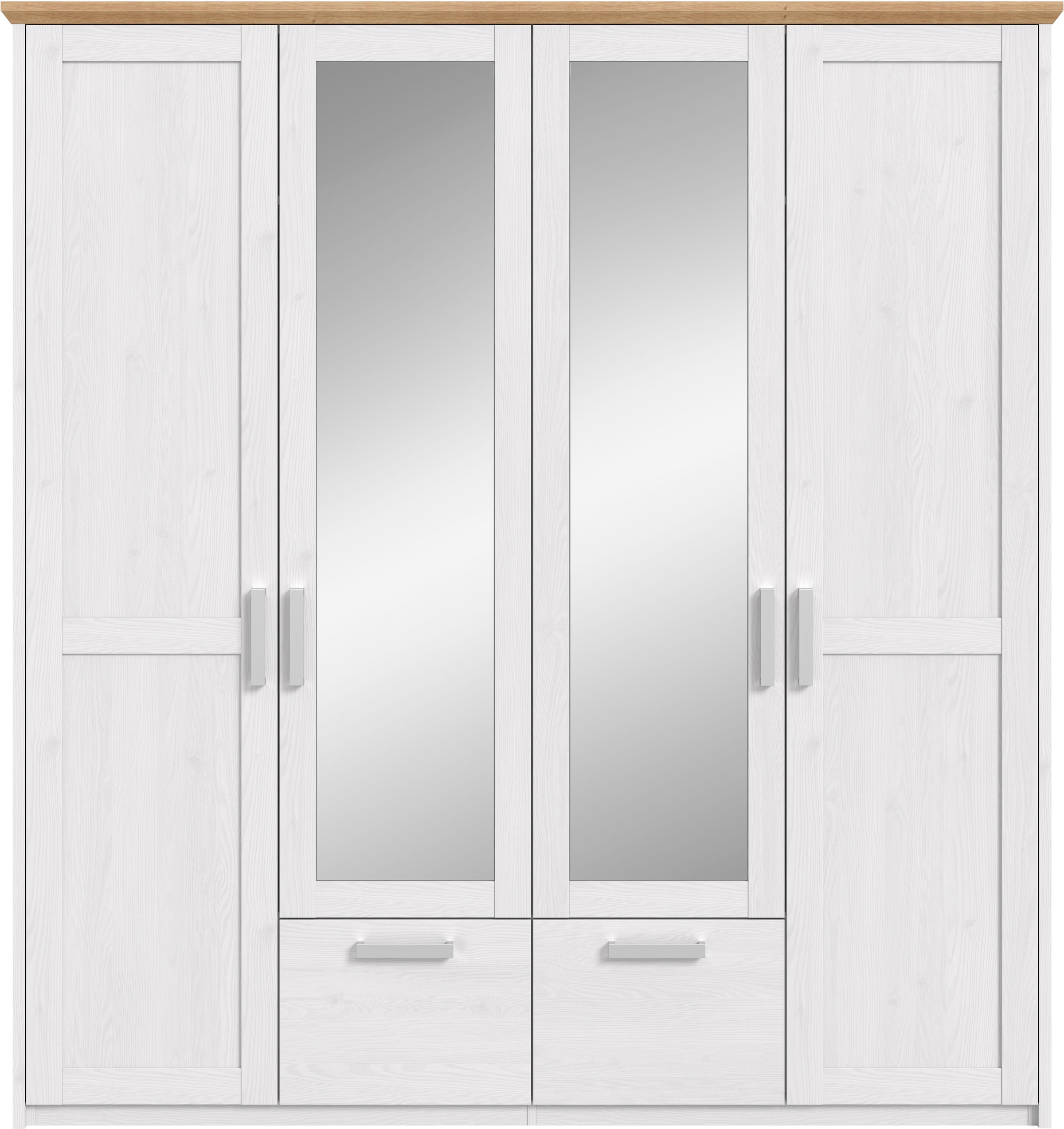 Home affaire Kleiderschrank »COSENZA, Breite 188cm, viel Stauraum, in Landhausoptik« 2 Schubkästen mit Vollauszug, 4 Türen, 2 Kleiderstangen, viel Stauraum,  Schlafzimmerschrank, Schrank, Garderobenschrank