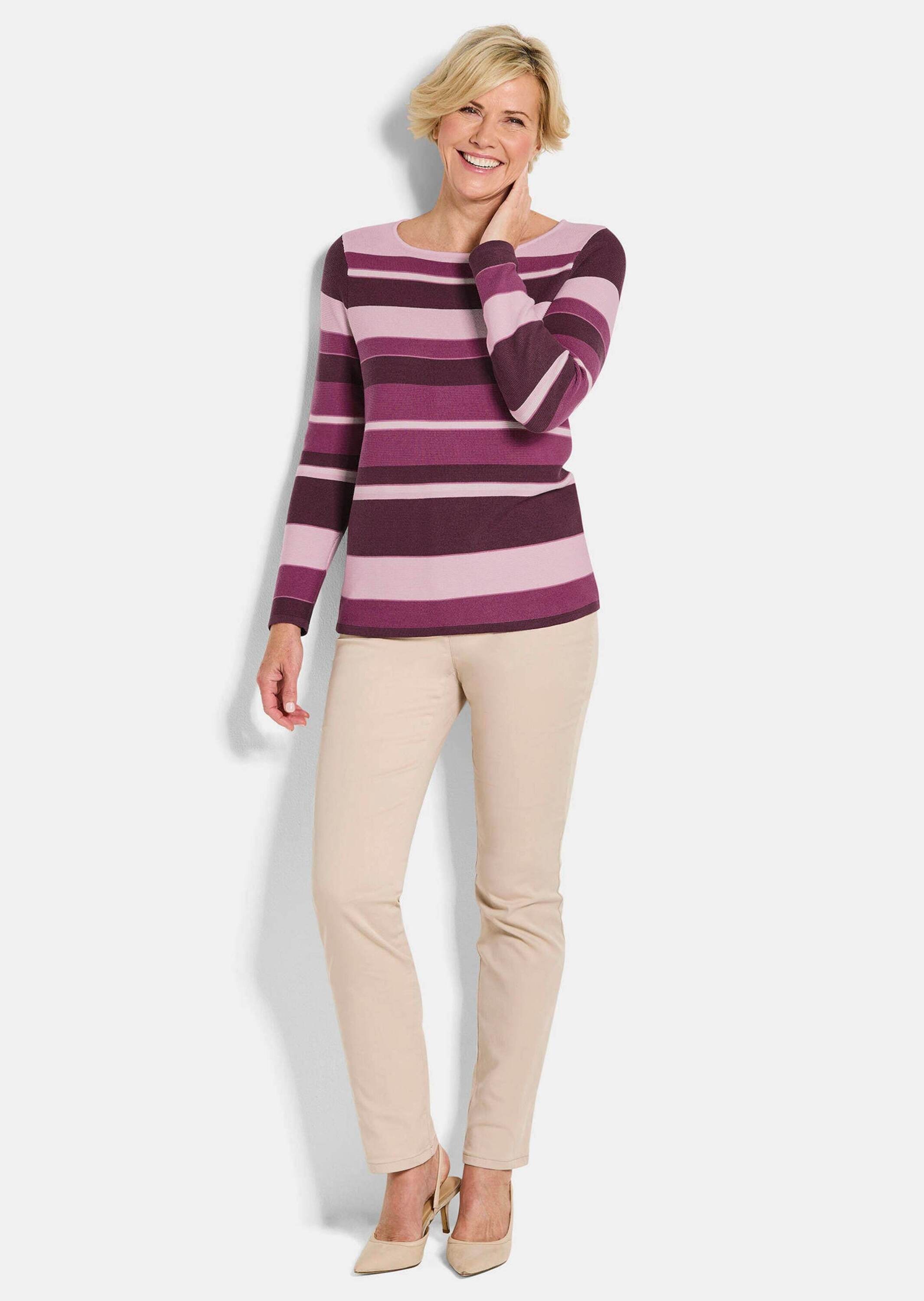 GOLDNER Rundhalspullover »Strickpullover im Ringel-Look« farbharmonischer Ringelablauf