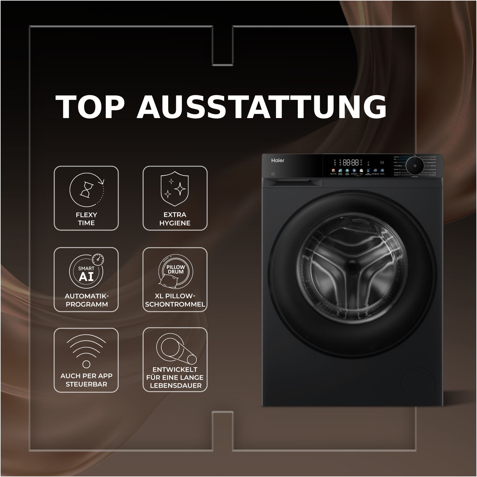 Haier Waschmaschine »HW90-BP14657BTU1« 9 kg 1400 U/min Smart AI Automatikprogramm & Wi-Fi