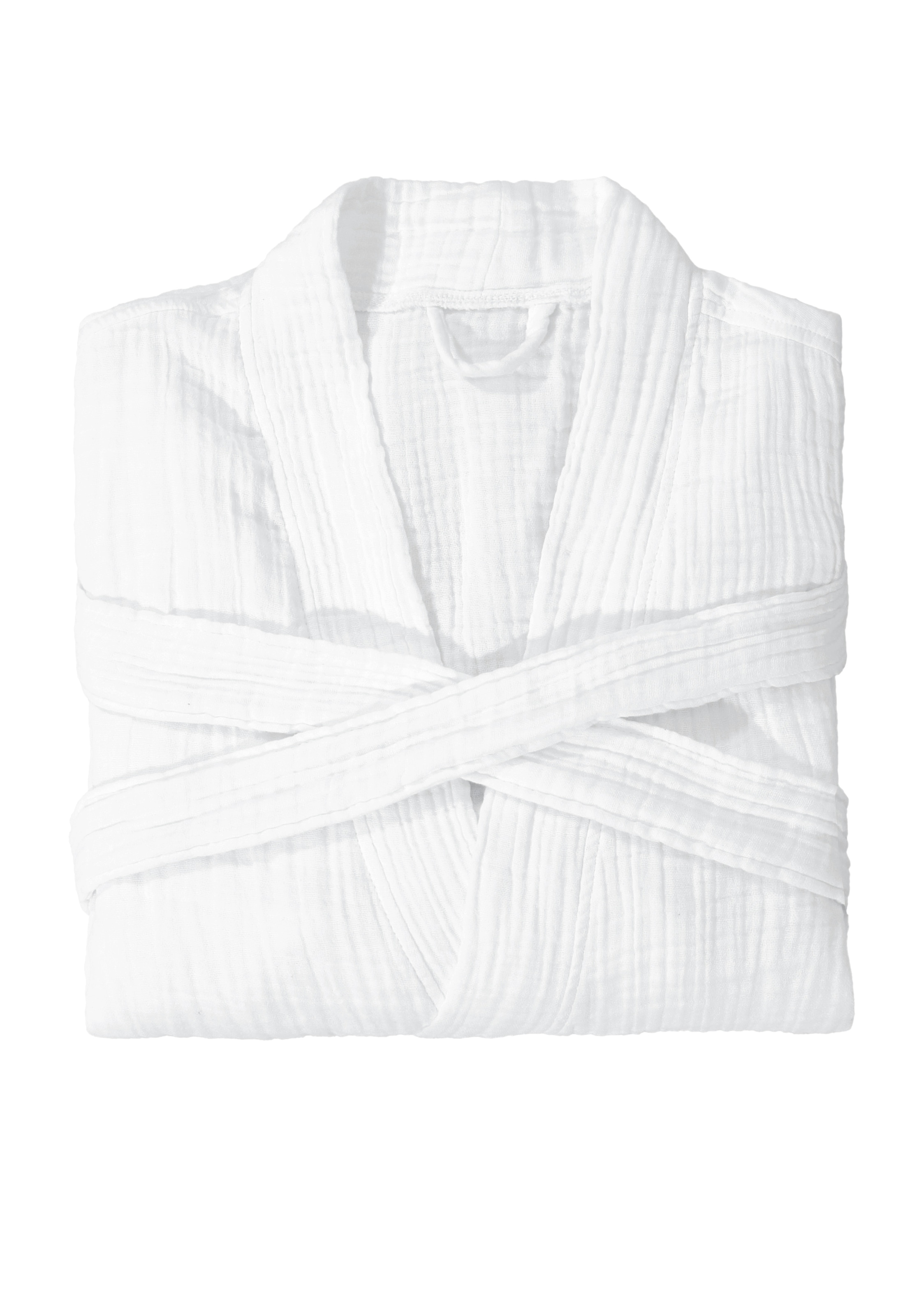 my home Bademantel »Juna Musselin, ideal für Sauna & Spa, Hotelbademantel, Morgenmantel« 1 Stk. tlg., modern, leichte Qualität, 100% Baumwolle