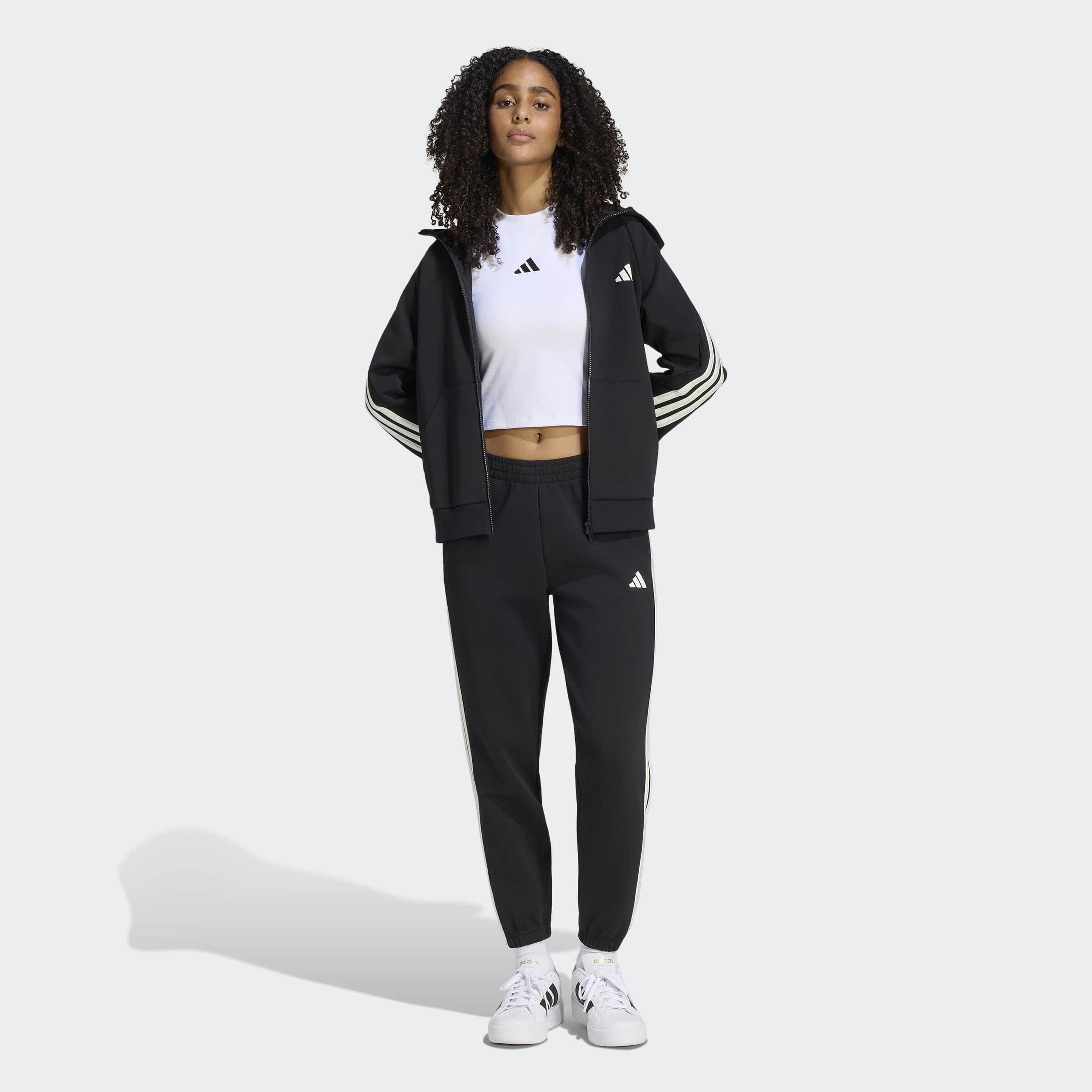 adidas Sportswear Kapuzensweatjacke »STADIUM 3-STREIFEN, DURCHGEHENDER REISSVERSCHLUSS« mit Kapuze, in normaler Länge