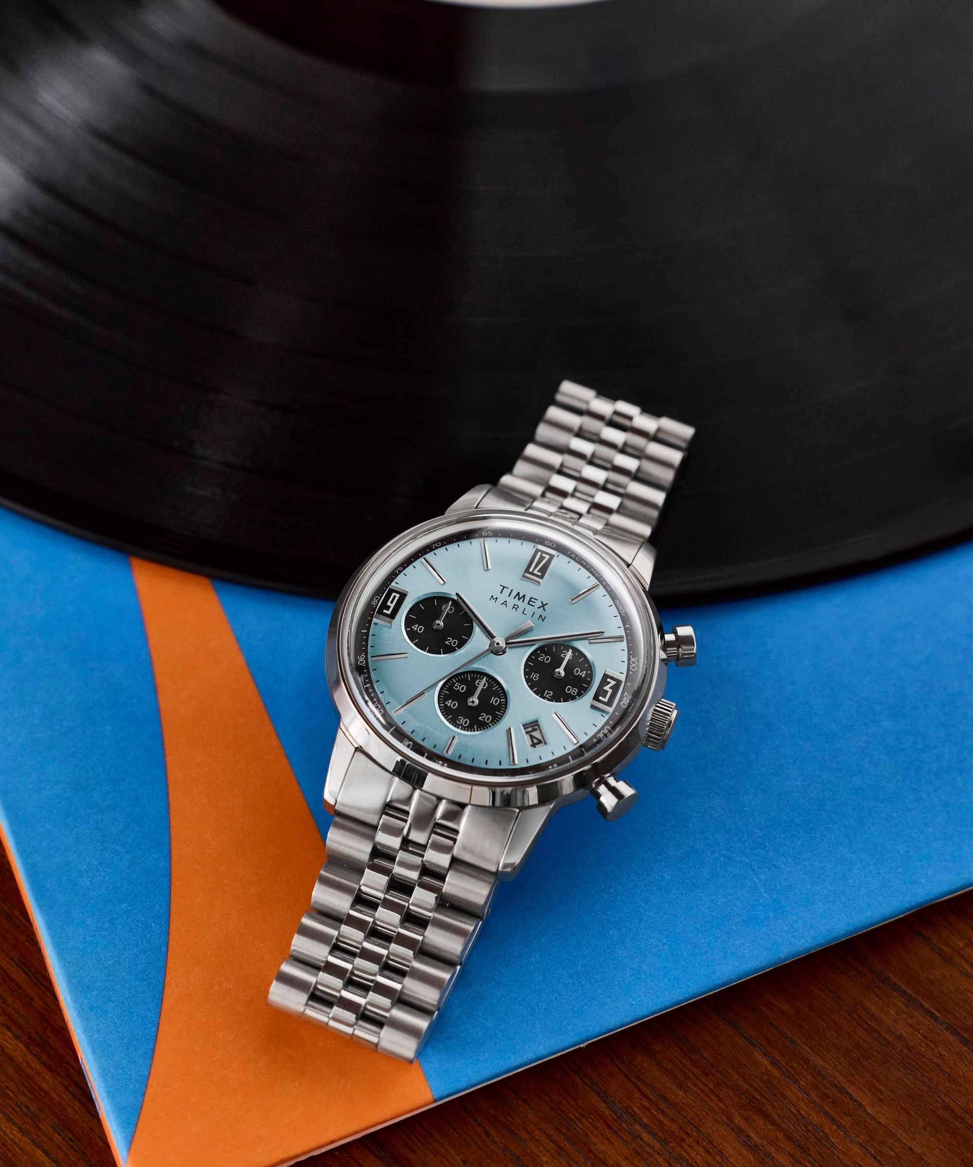 Timex Quarzuhr »Timex-MARLIN« Armbanduhr, Herrenuhr, Edelstahlarmband, analog, Tag