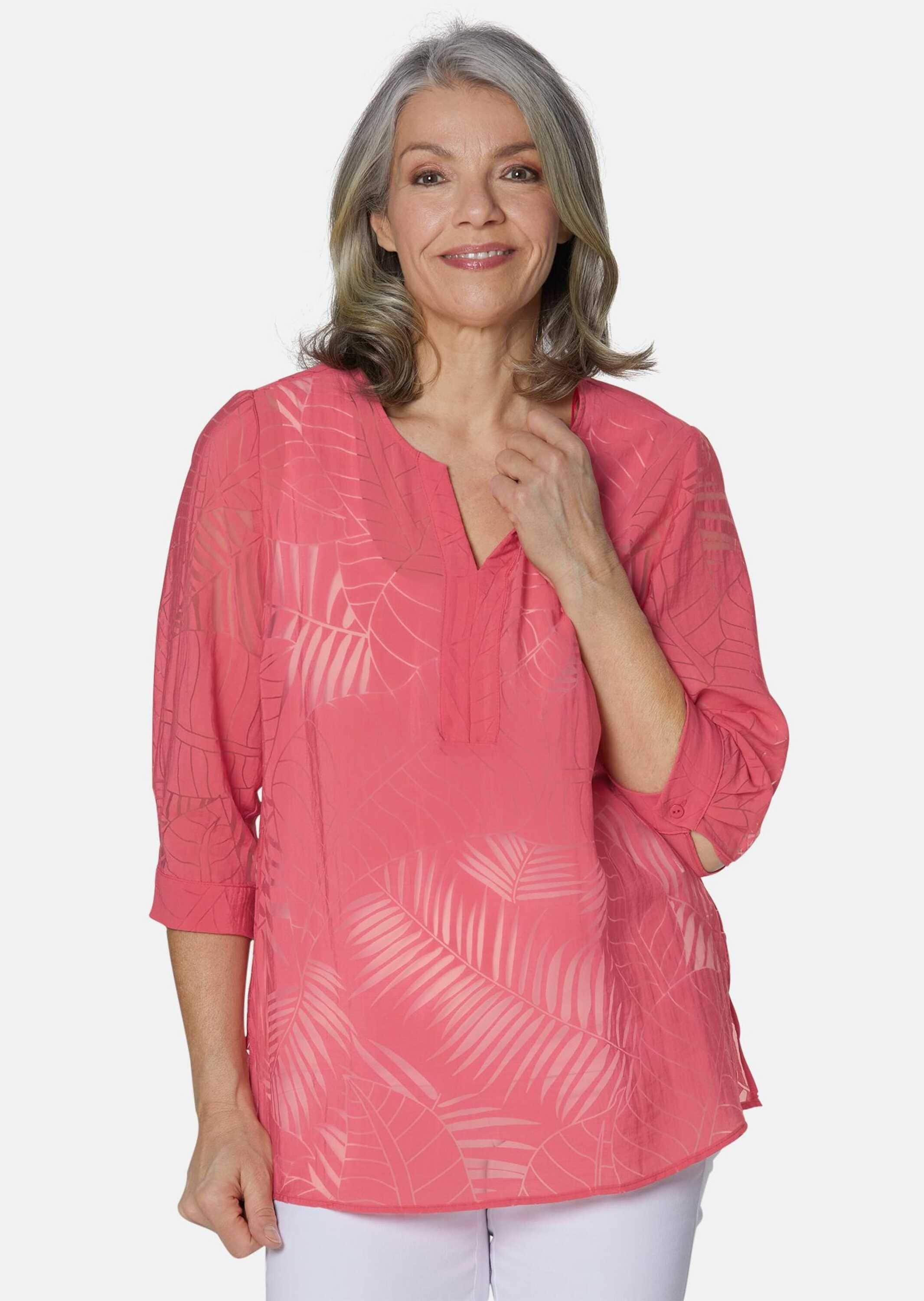 GOLDNER Kurzarmbluse »Kurzgröße Leger geschnittene Ausbrennerbluse« keine/nicht relevant