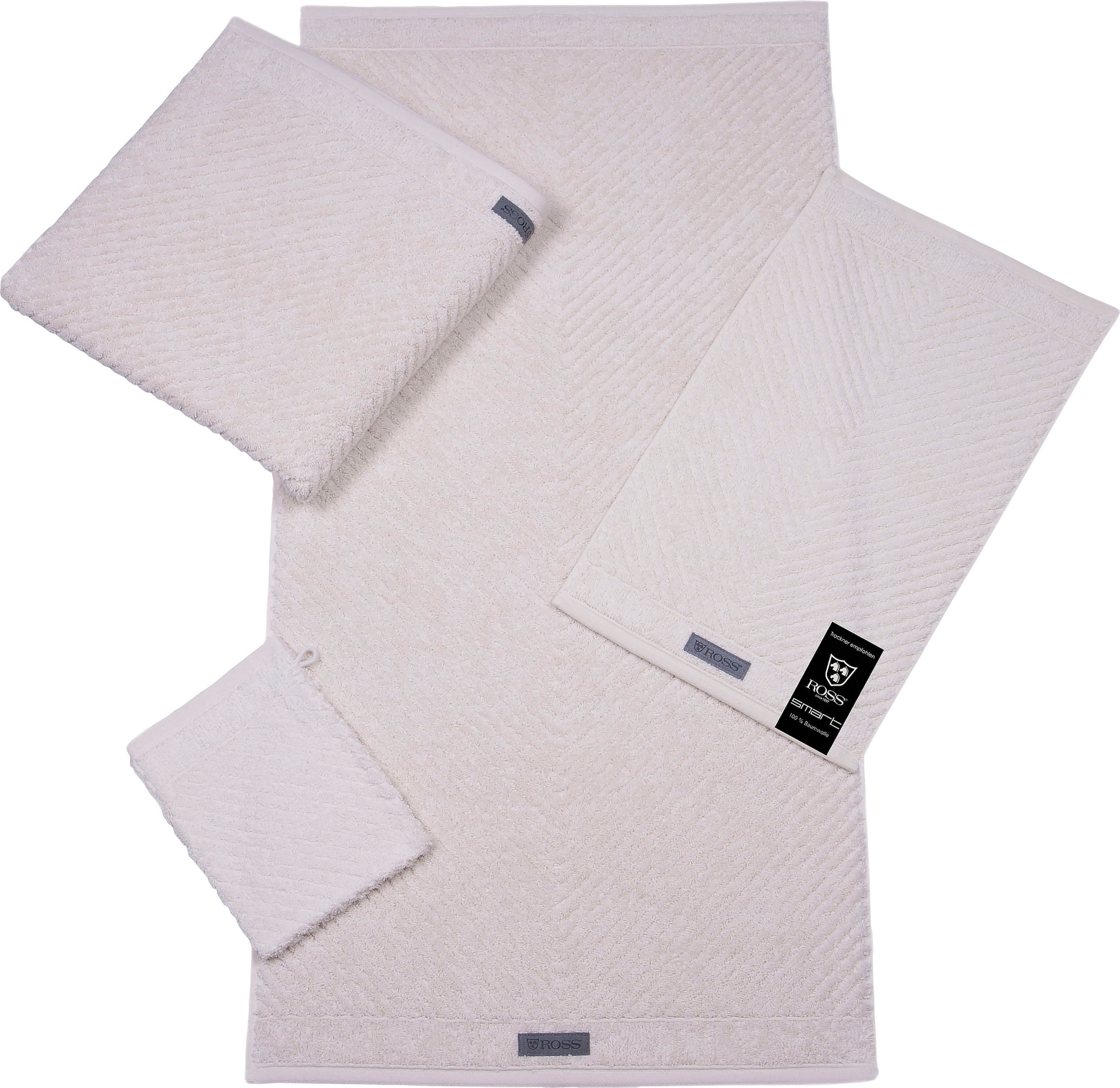 ROSS Handtuch "Smart" Uni-Rippe mit Velourslabel