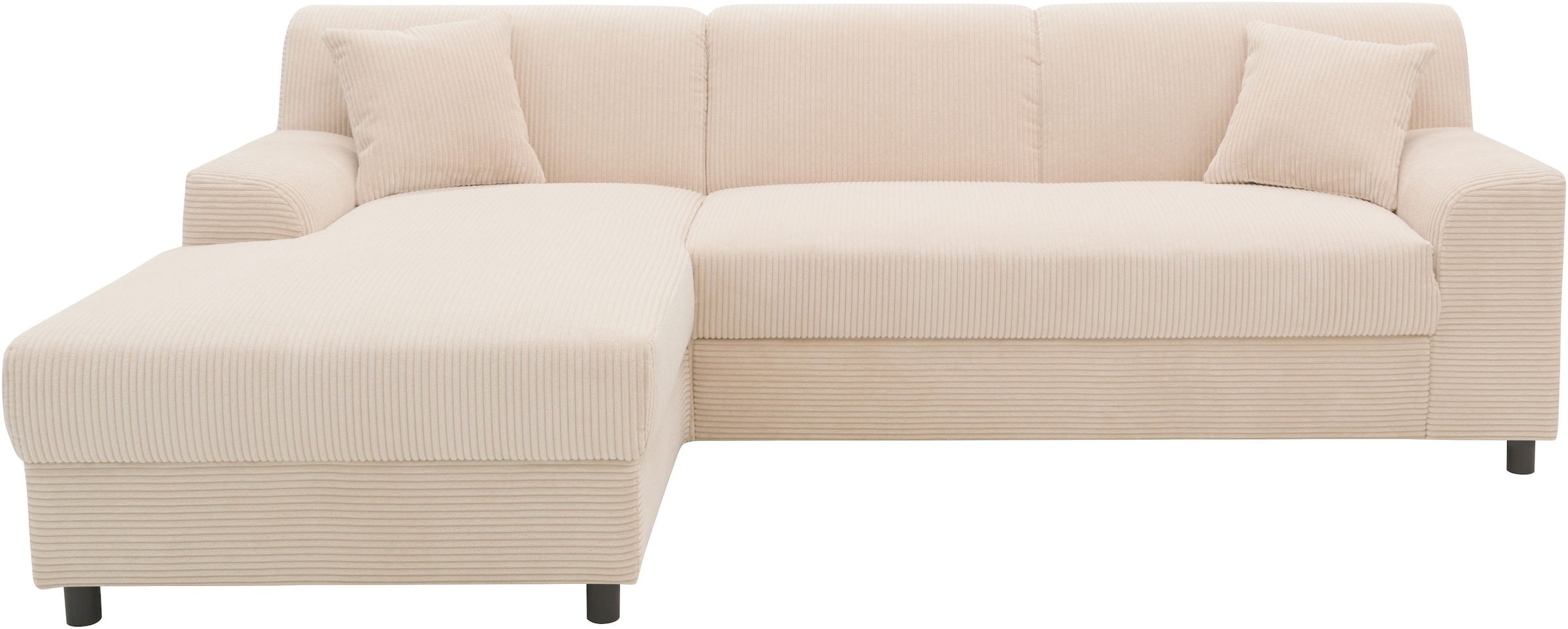 INOSIGN Ecksofa »Turah 2, L-Form, in Cord u. wasserabweisender Microfaser, Federkern«, B/T/H: 241/146/79 cm, incl. Zierkissen, wahlweise mit Bettfunktion