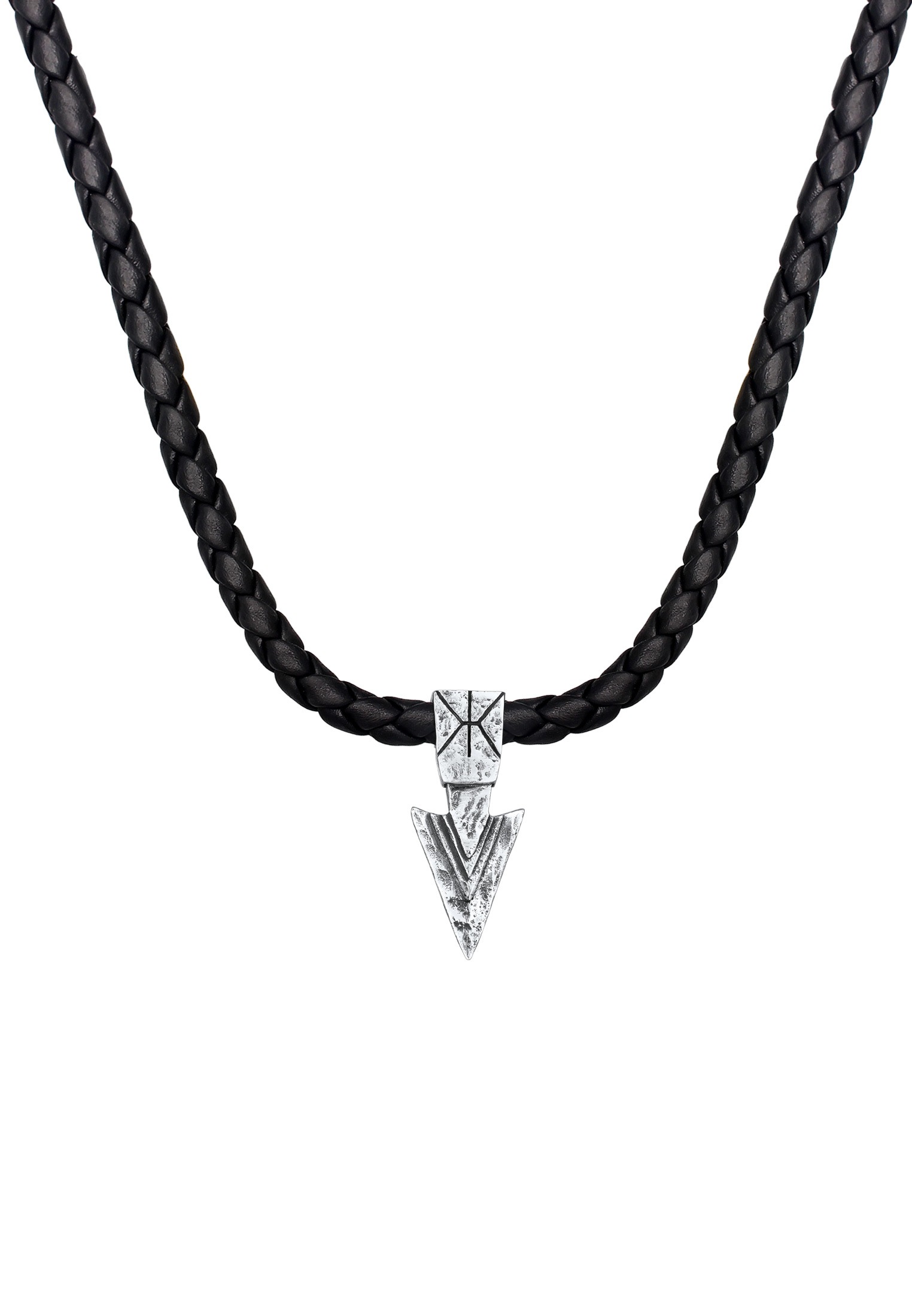 Kuzzoi Kette mit Anhänger »Halskette Herren Lederkette Arrow Pfeil Oxidiert 925 Silber«