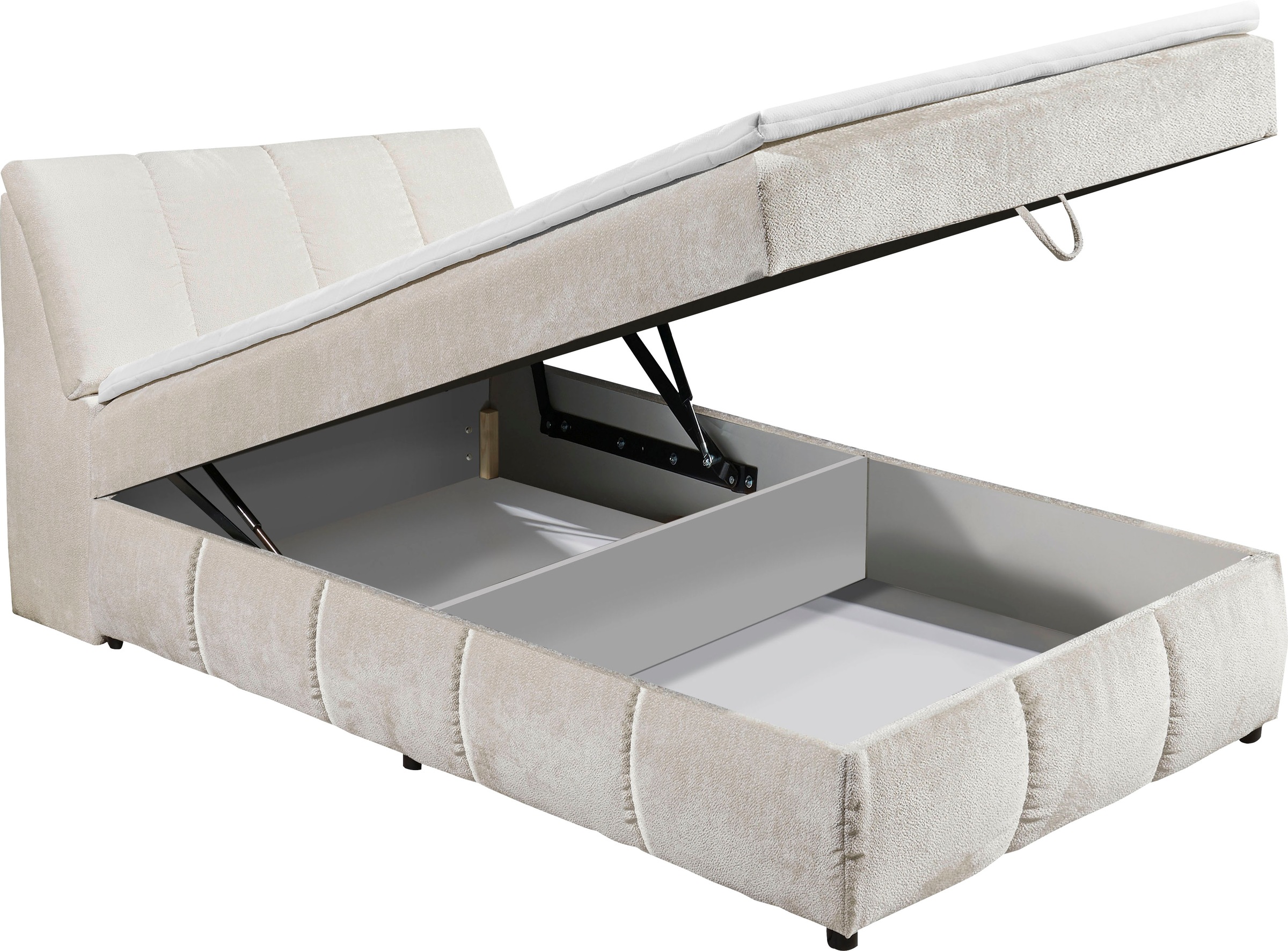 ED EXCITING DESIGN Boxbett »Valencia«, inkl. Bettkasten und Stauraum im Kopfteil