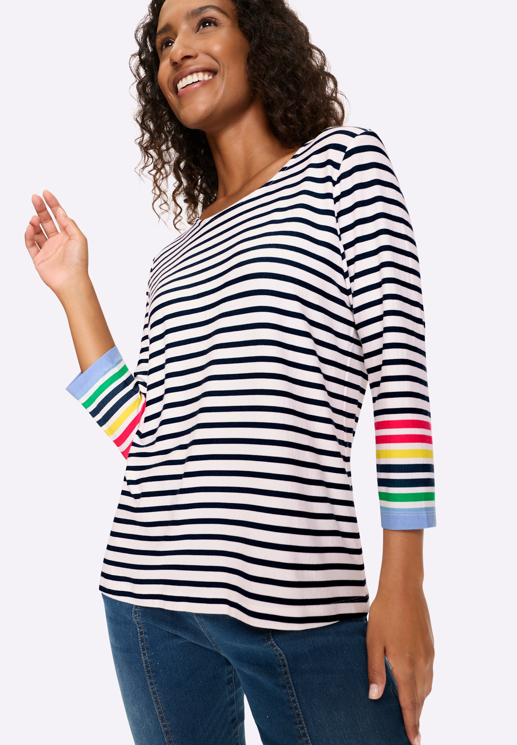 heine T-Shirt »Ringelshirt 3/4-Arm-Shirt mit Streifenmuster«
