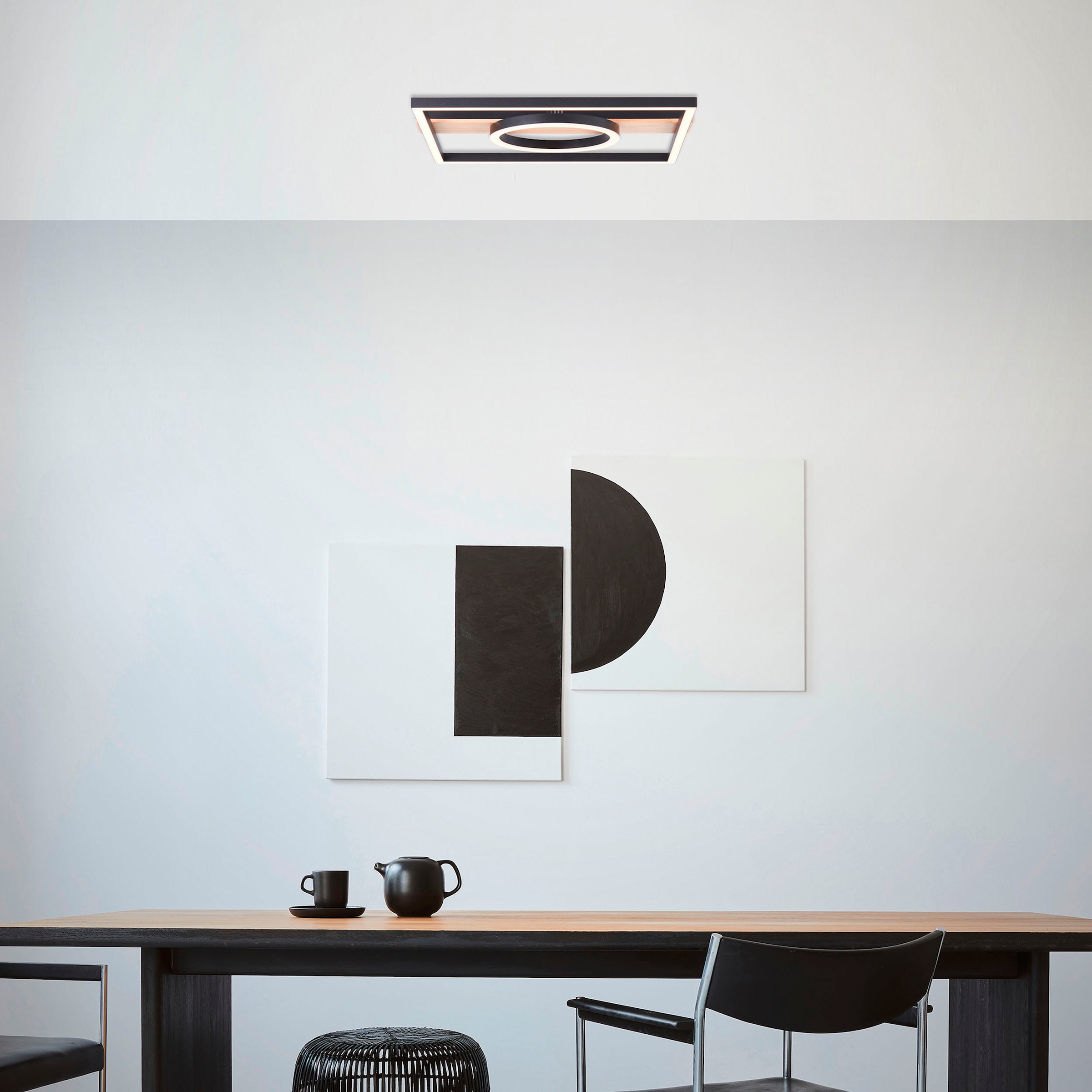 my home LED Deckenleuchte »Lysann«, 42 x 40 cm, 24 W, 2700 lm, 3000 K, Holz/ Metall, braun/schwarz online kaufen | mit 3 Jahren XXL Garantie
