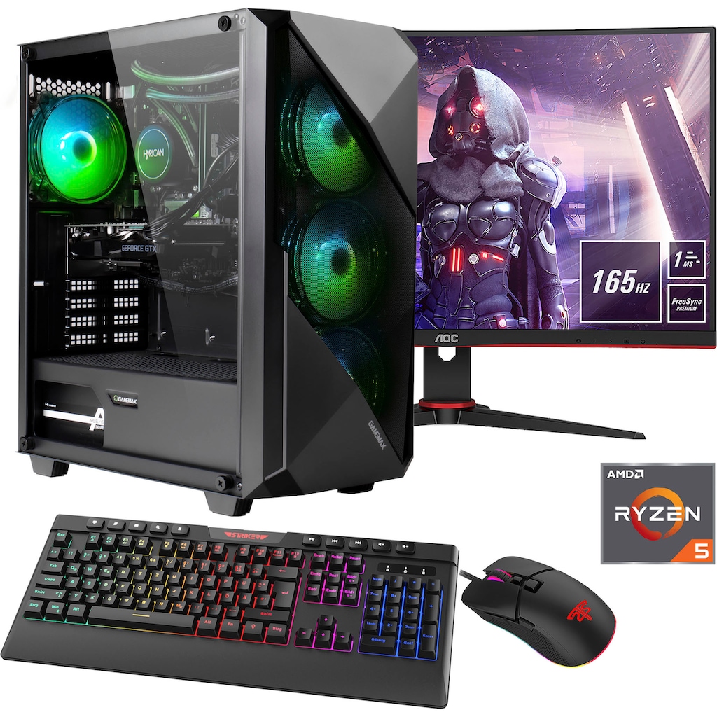 Hyrican Gaming-PC-Komplettsystem »Striker SET02262«, 5600X, Windows 11, inklusive 27" Monitor AOC C27G2AE/BK