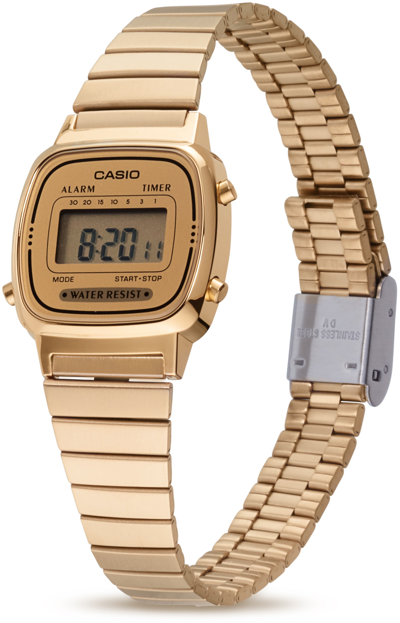 CASIO VINTAGE Chronograph, Quarzuhr, Armbanduhr, Damenuhr, Digitaluhr, Datum, Edelstahlarmband