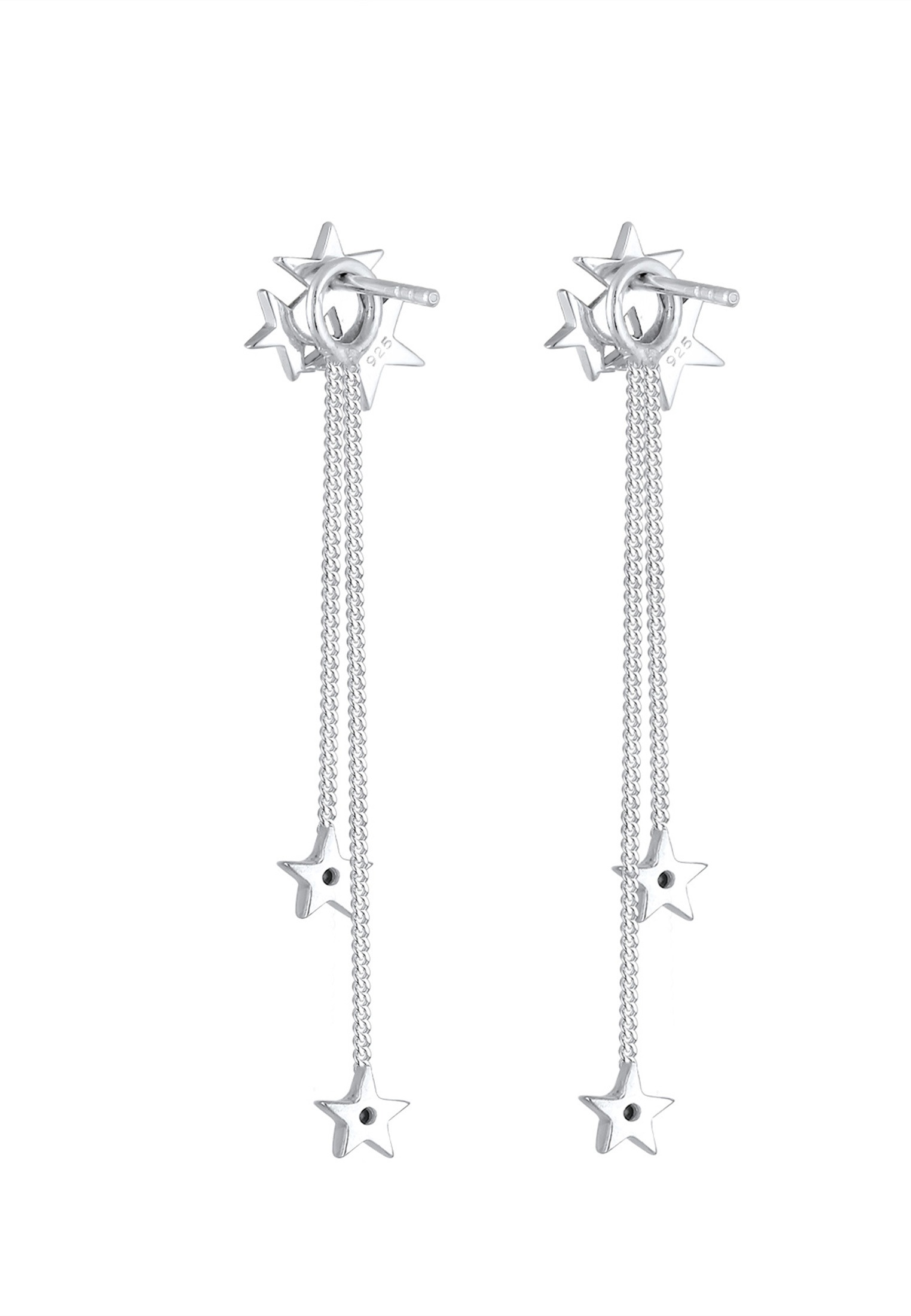 Elli Premium Paar Ohrhänger »Ohrringe Ohrhänger lang Stern Glass Crystals Weiß 925 Sterling Silber«