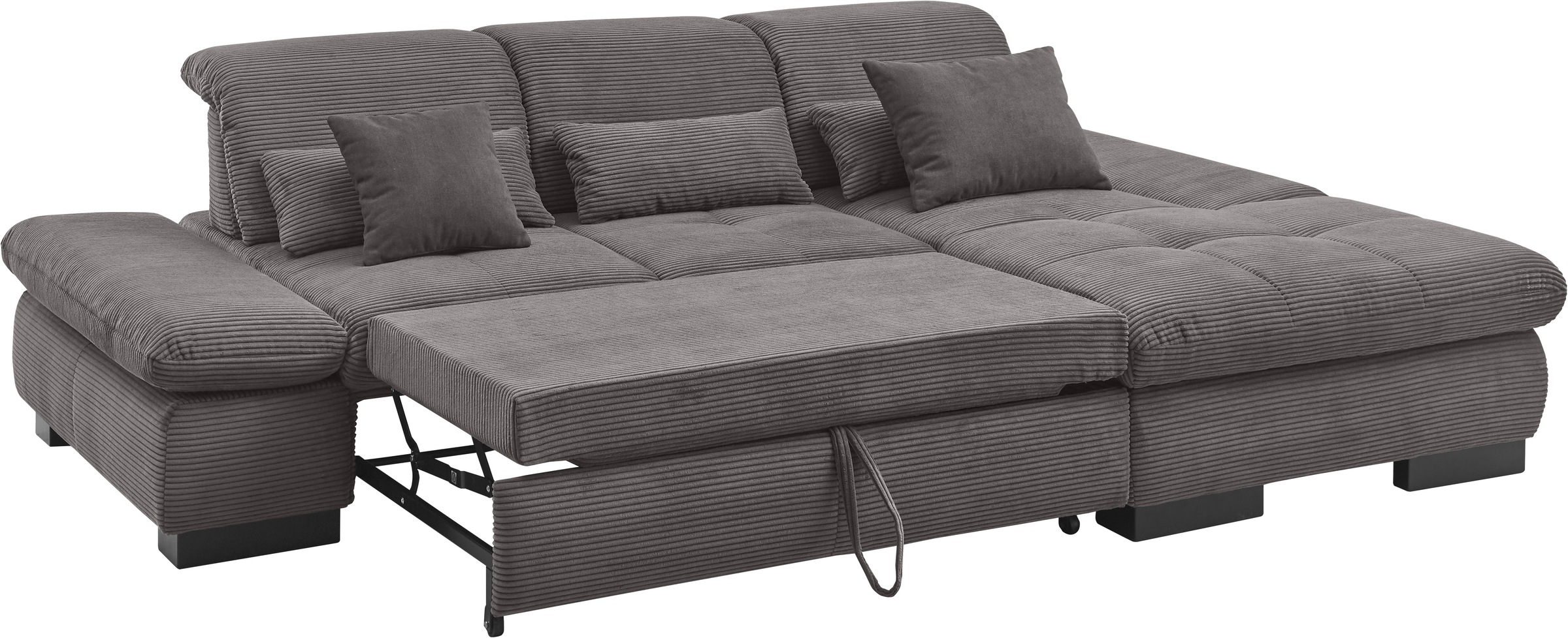 set one by Musterring Ecksofa »SO4100 V«, mit verstellbaren Kopfteilen, wahlweise mit Funktionen, Cord-Bezug