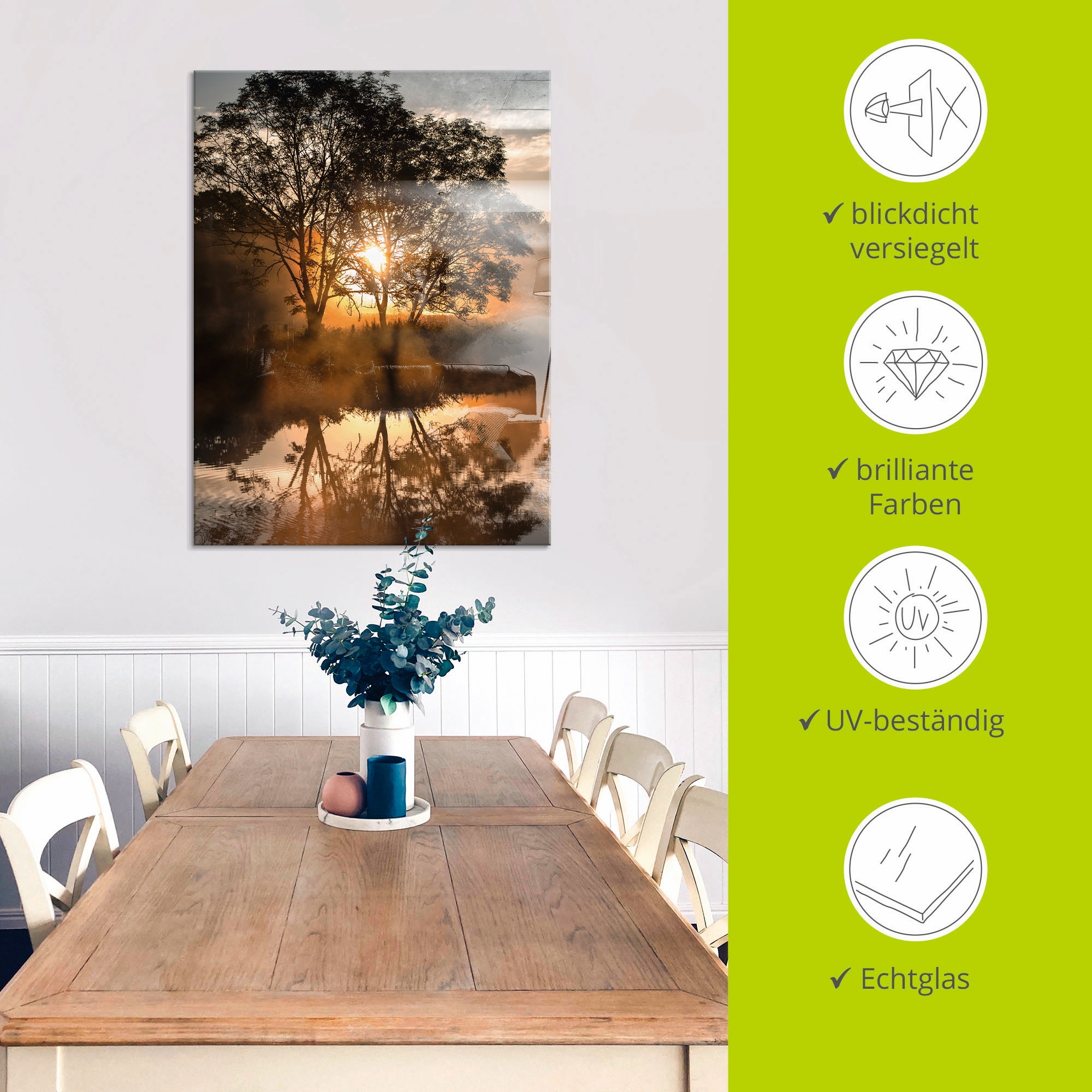 Artland Glasbild »Früh morgens, wenn der Tag erwacht« Gewässer 1 Stk. tlg. in verschiedenen Größen