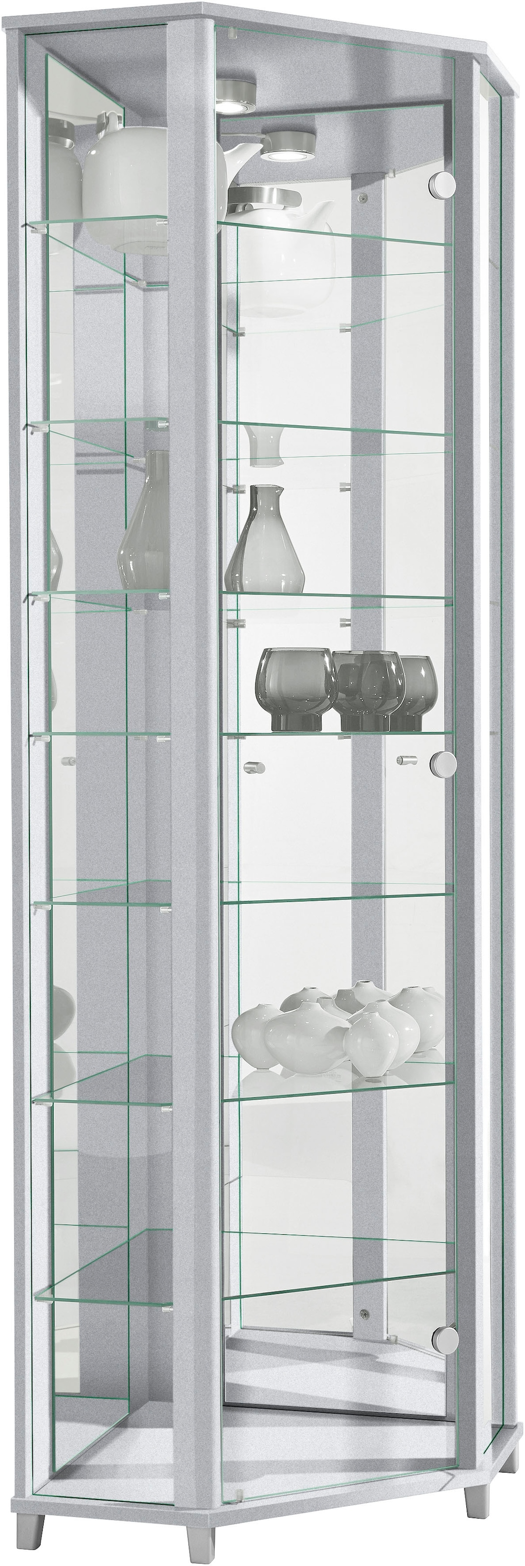 fif möbel Eckvitrine »TRIO Höhe ca. 172 cm, ink. Beleuchtung« Eckvitrine/Glasvitrine 1x Glastür, perfekt für Sammler, Sammlervitrine