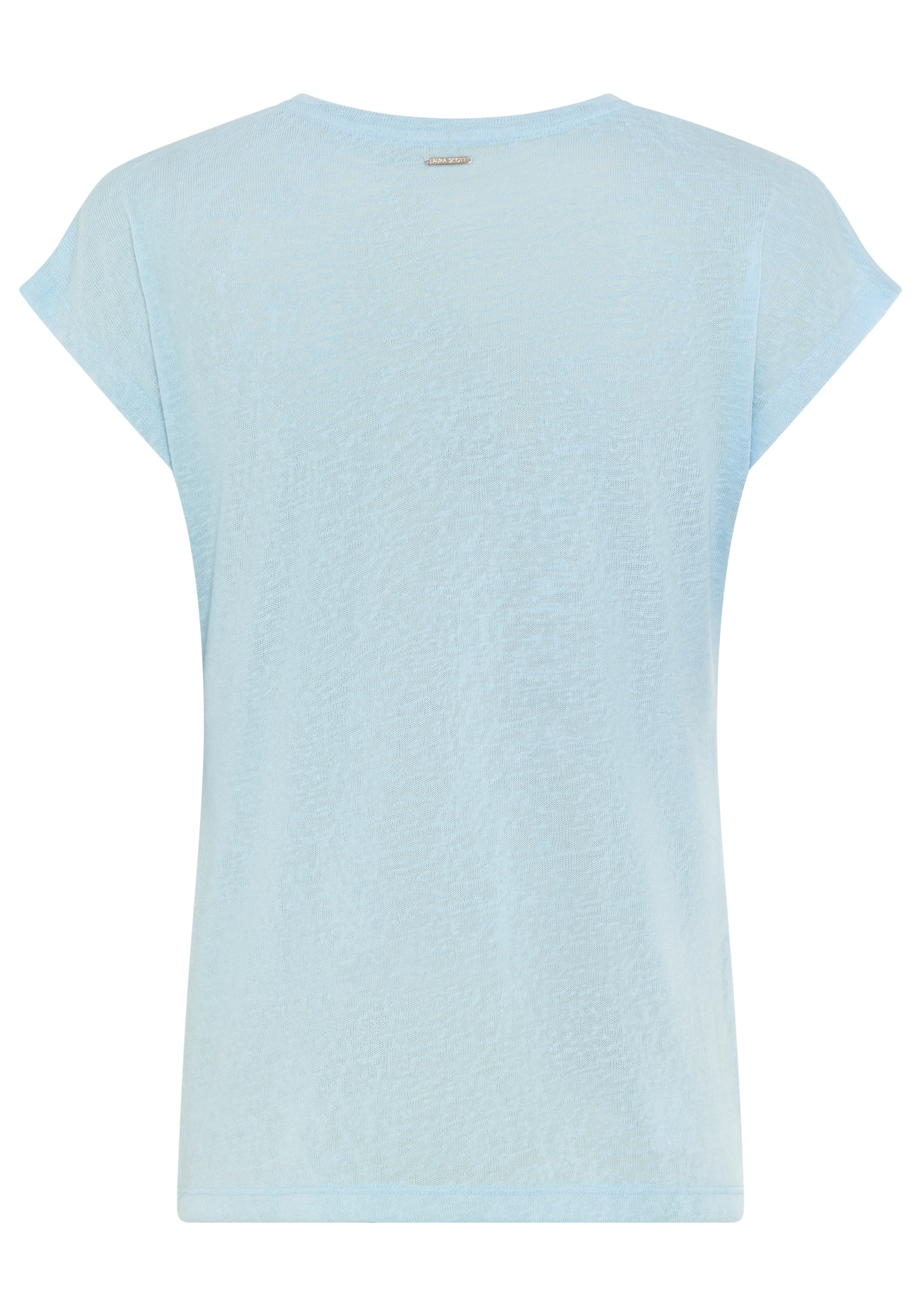 Laura Scott T-Shirt mit Glitzerdurck und Leinen-Optik