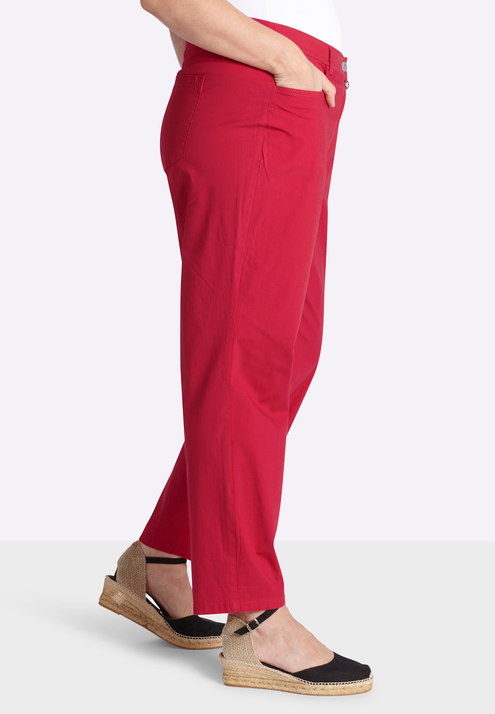 Sheego 5-Pocket-Hose »Chinohose Chinohose mit Strassknopf am Bund«