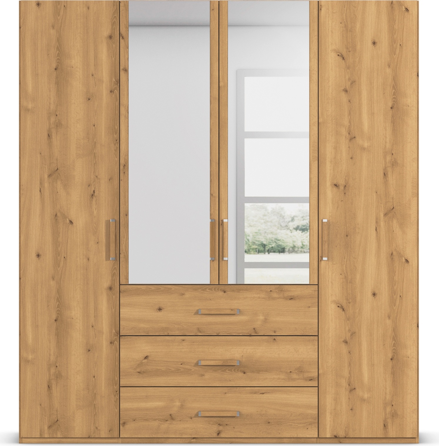 rauch Drehtürenschrank »Kleiderschrank Schrank Garderobe Schlafzimmerschrank EVELYN«, (in 2 Höhen 197 oder 210 cm erhältlich), in elegantem Stil mit Schubladen 3 Breiten und 2 Höhen MADE IN GERMANY