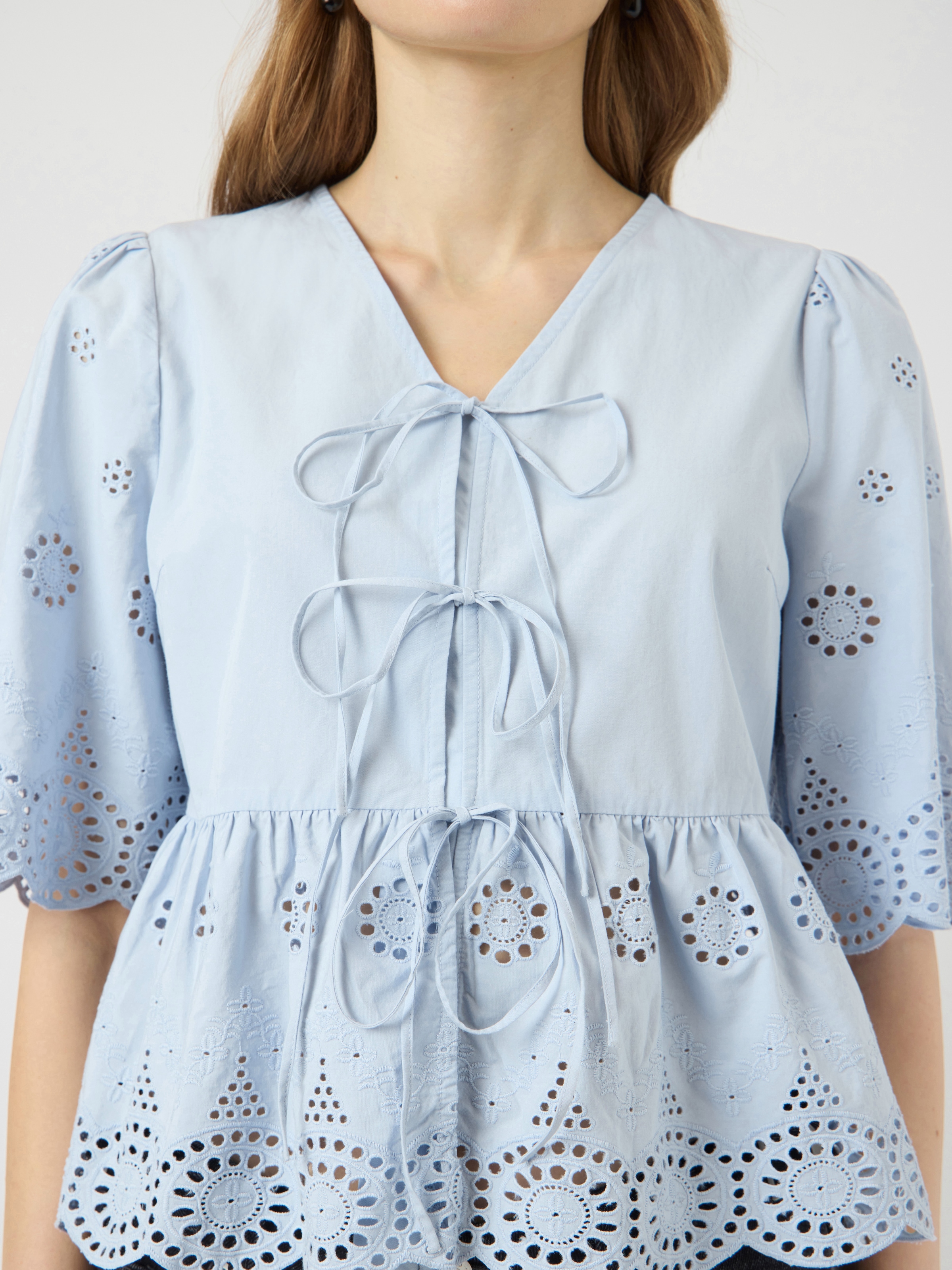 Y.A.S Spitzenbluse »YASCORNELIA 2/4 TIE TOP S. NOOS« Baumwolle, regular fit