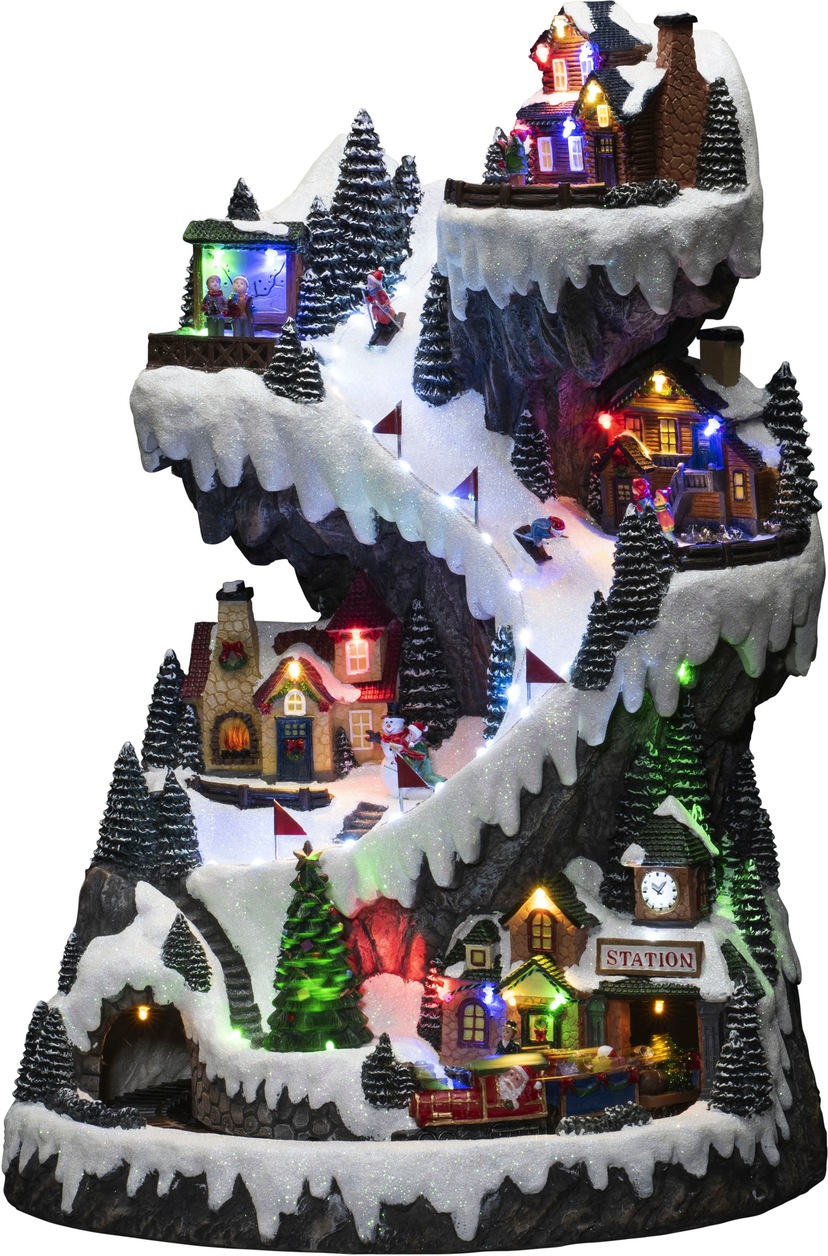 KONSTSMIDE Weihnachtsfigur »Weihnachtsdeko«, LED Szenerie auf Animation klassischen m. Raten Skipiste, 8 + Weihnachtsliedern kaufen